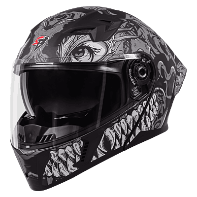 STEELBIRD SBA-20 ISS DRACO MATT BLACK/GREY C/V 580 MM WITH EXTRA SMOKE VISOR