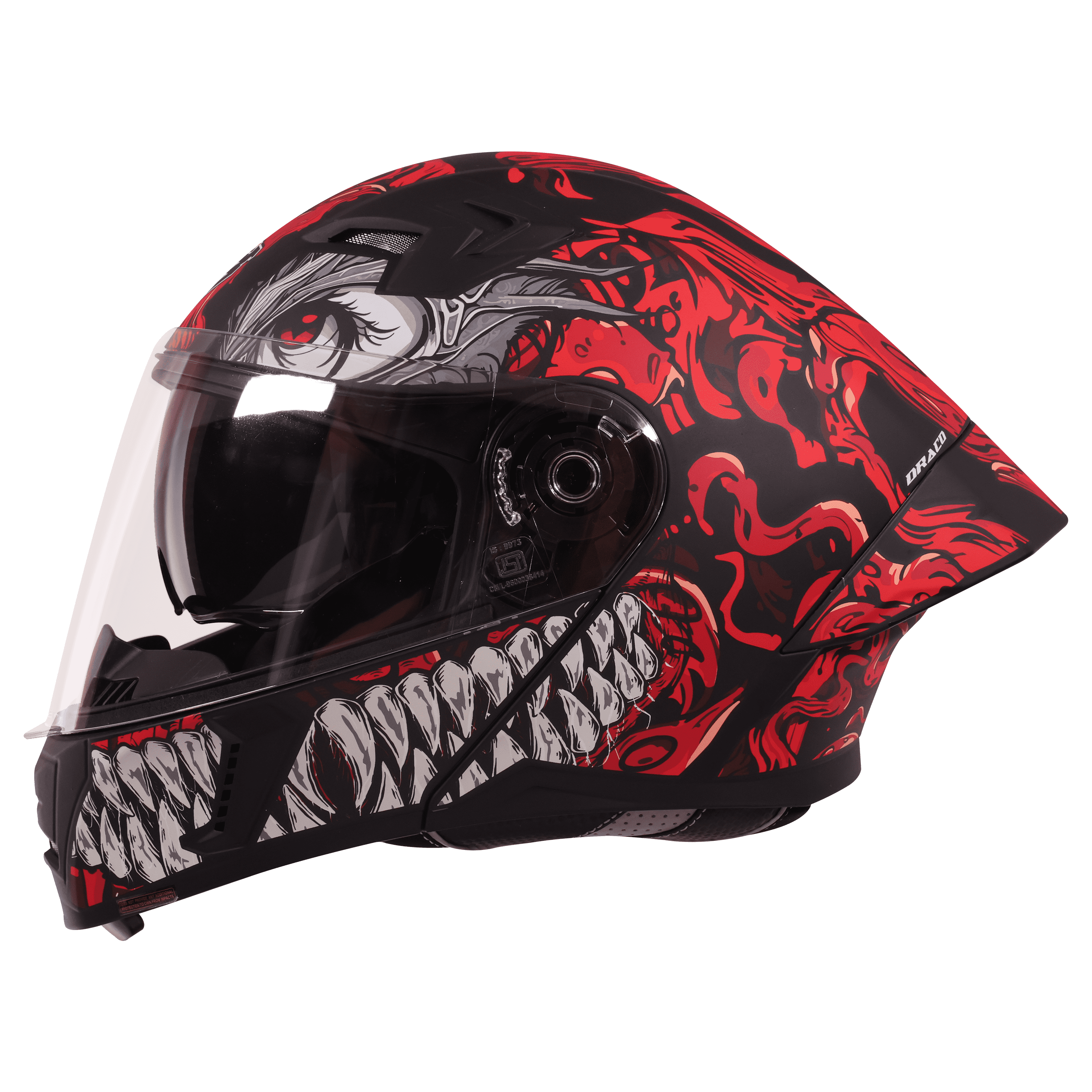 STEELBIRD SBA-20 ISS DRACO MATT BLACK/RED C/V 600 MM WITH EXTRA SMOKE VISOR