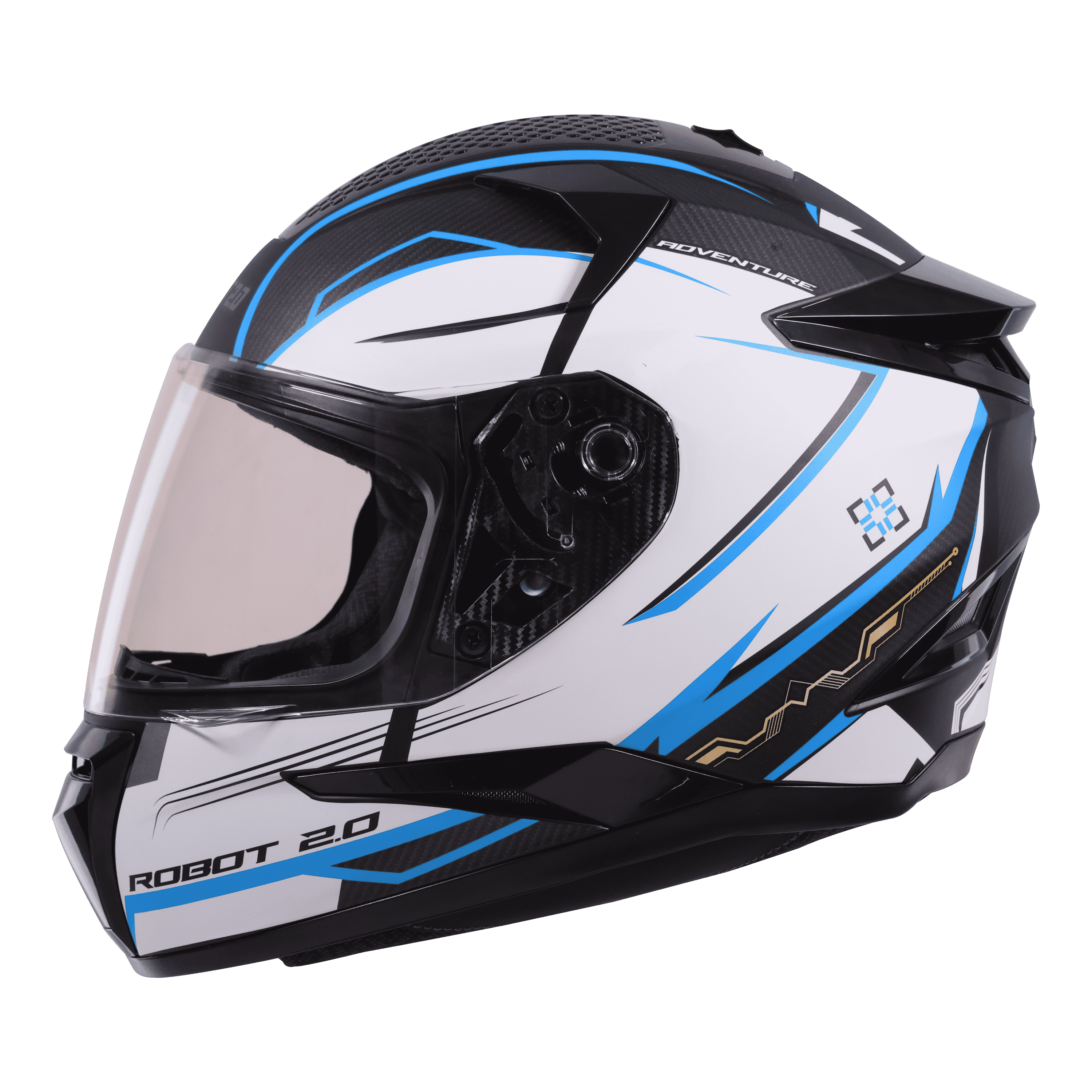 STEELBIRD SBH-35 DOT ROBOT 2.0 ADVENTURE MATT BLACK/BLUE C/V (XL) WITH EXTRA SILVER VISOR