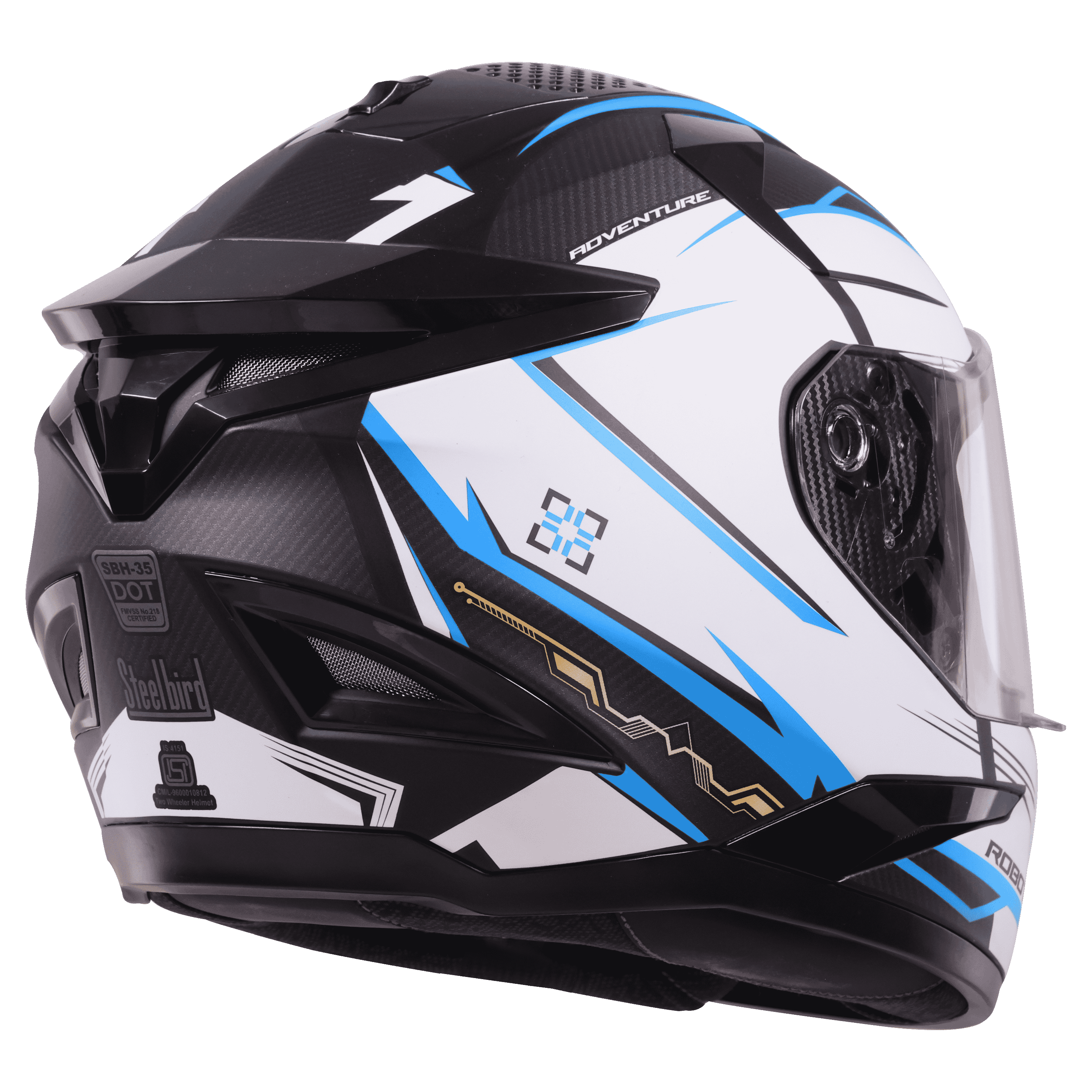 STEELBIRD SBH-35 DOT ROBOT 2.0 ADVENTURE MATT BLACK/BLUE C/V (XL) WITH EXTRA SILVER VISOR