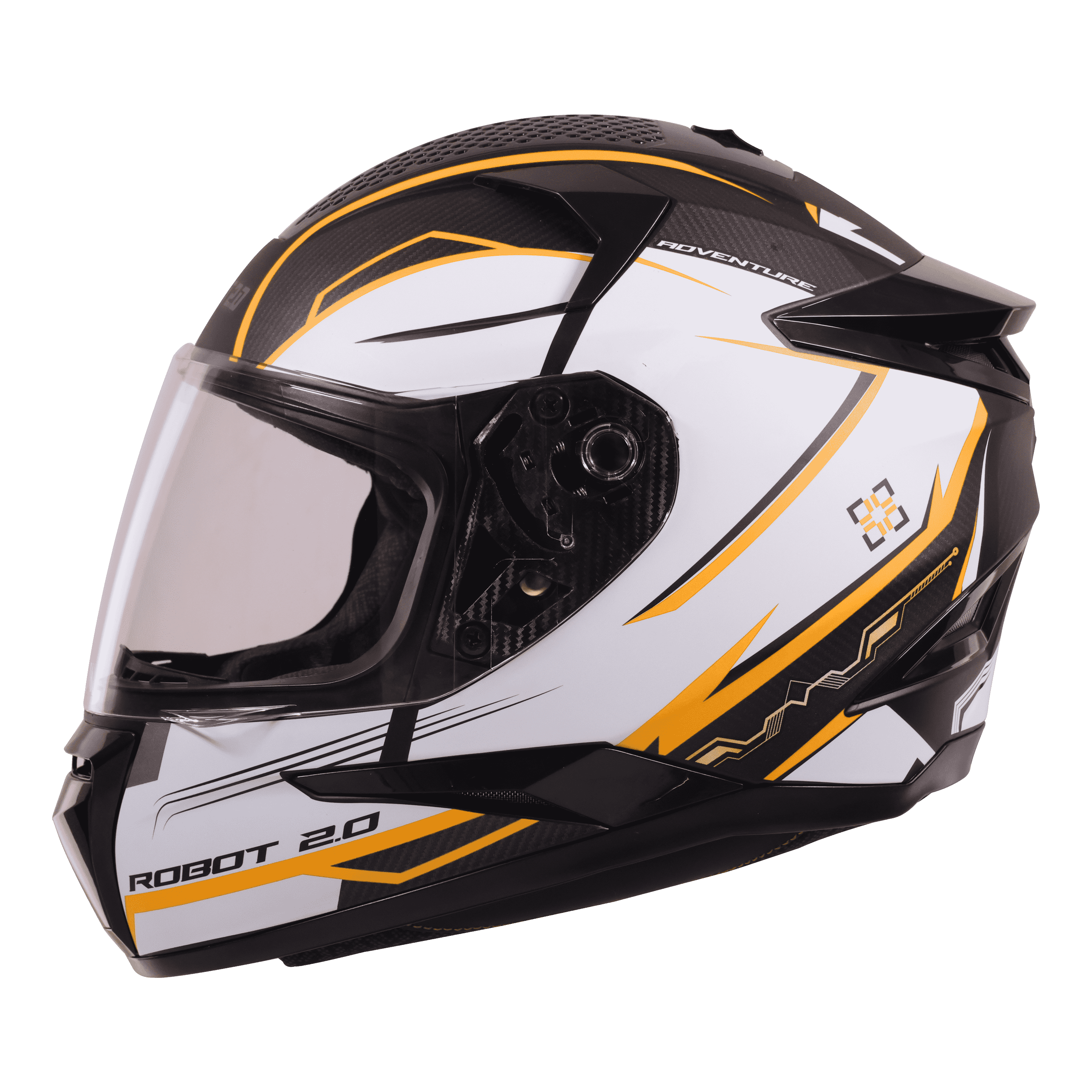 STEELBIRD SBH-35 DOT ROBOT 2.0 ADVENTURE GLOSSY BLACK/ORANGE C/V (XL) WITH EXTRA SILVER VISOR