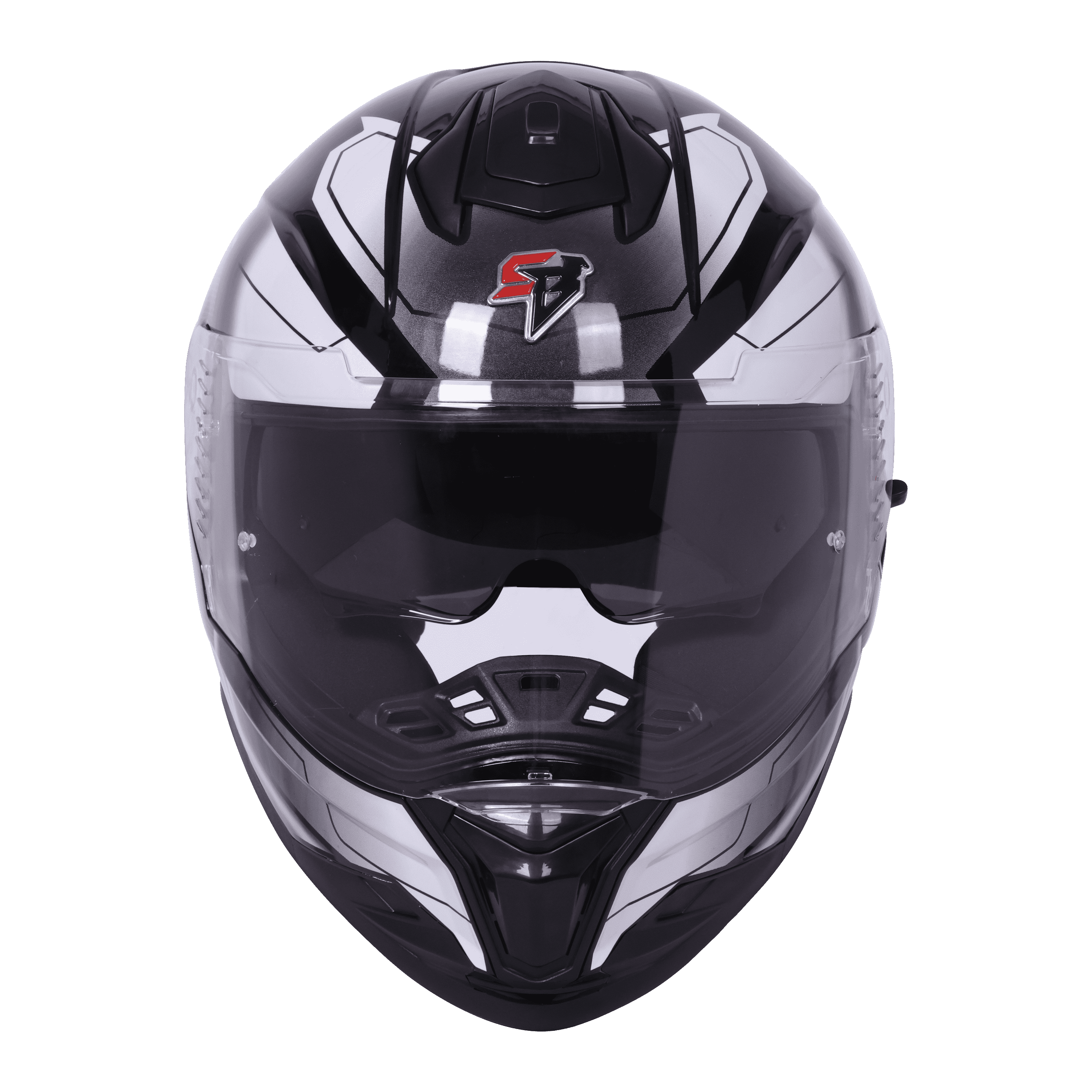 STEELBIRD SBH-57 ISS FIGHTER F3 GLOSSY BLACK/WHITE C/V 580MM WITH EXTRA SMOKE VISOR