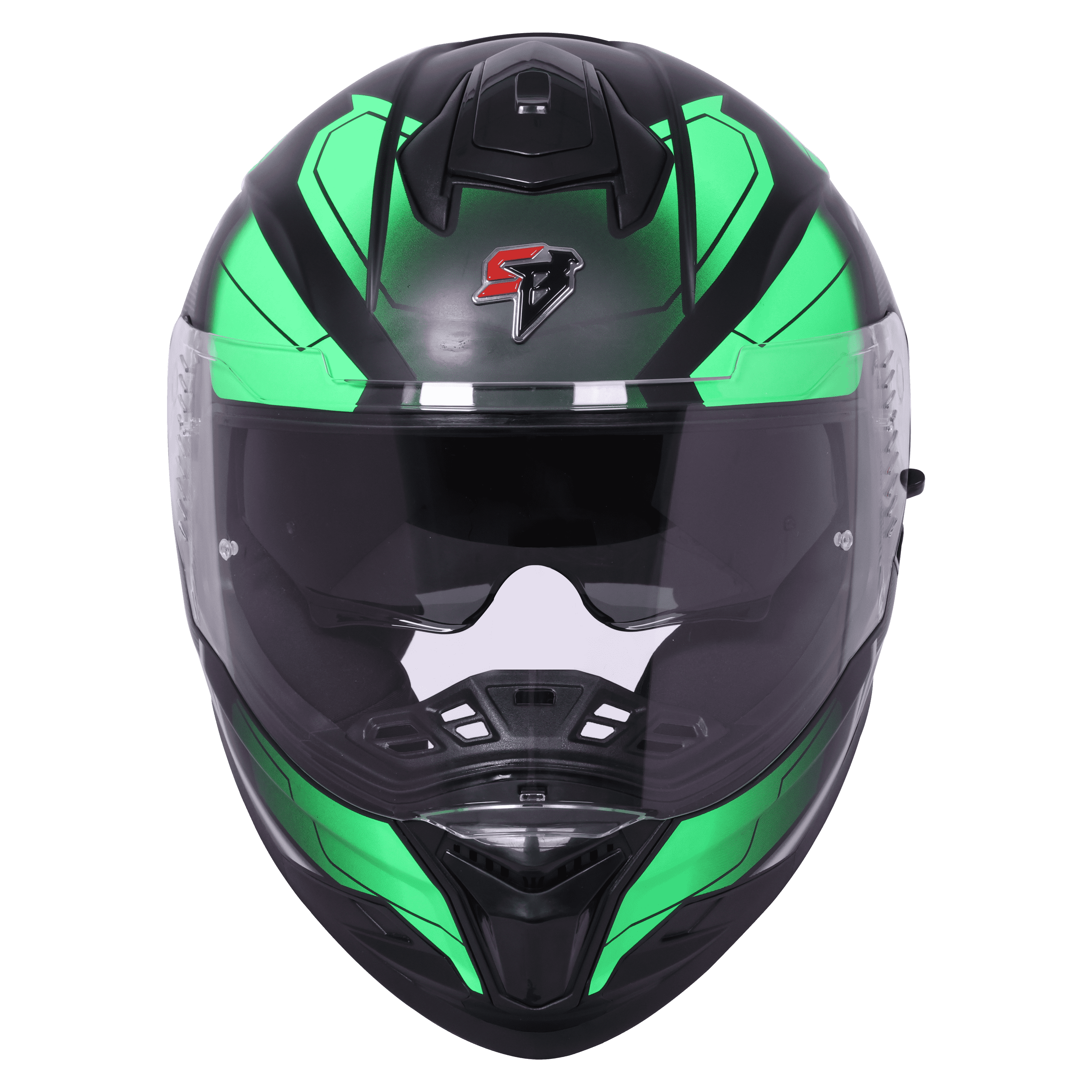 STEELBIRD SBH-57 ISS FIGHTER F3 MATT BLACK/GREEN C/V 600MM WITH EXTRA SMOKE VISOR