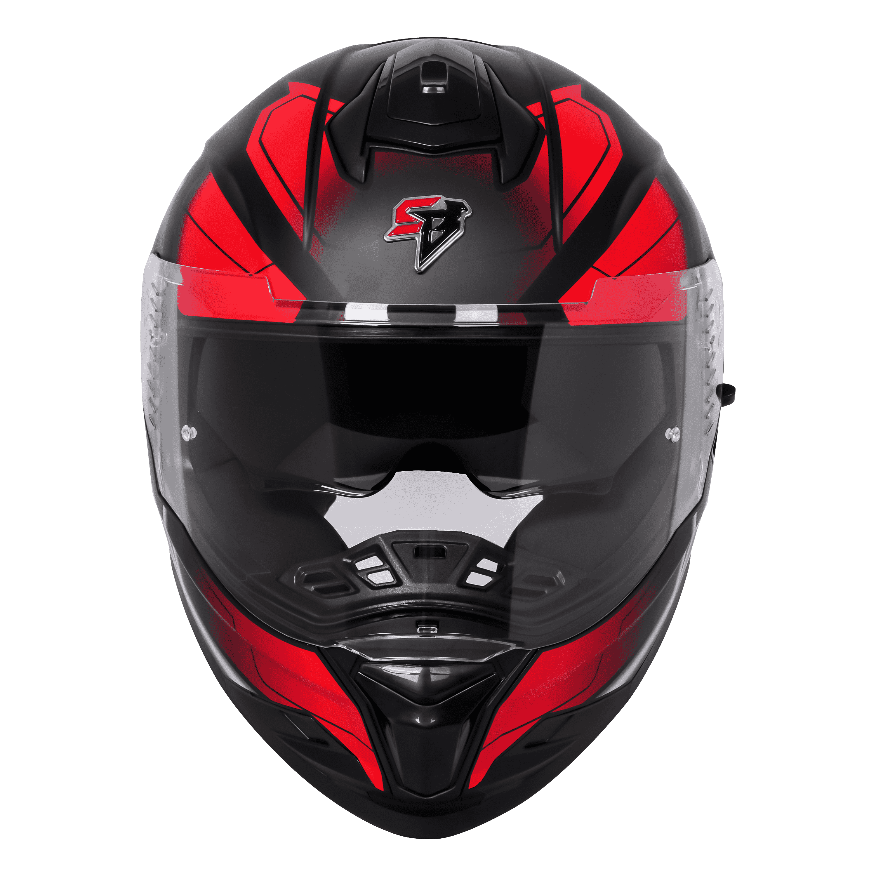 STEELBIRD SBH-57 ISS FIGHTER F3 MATT BLACK/RED C/V 620MM WITH EXTRA SMOKE VISOR