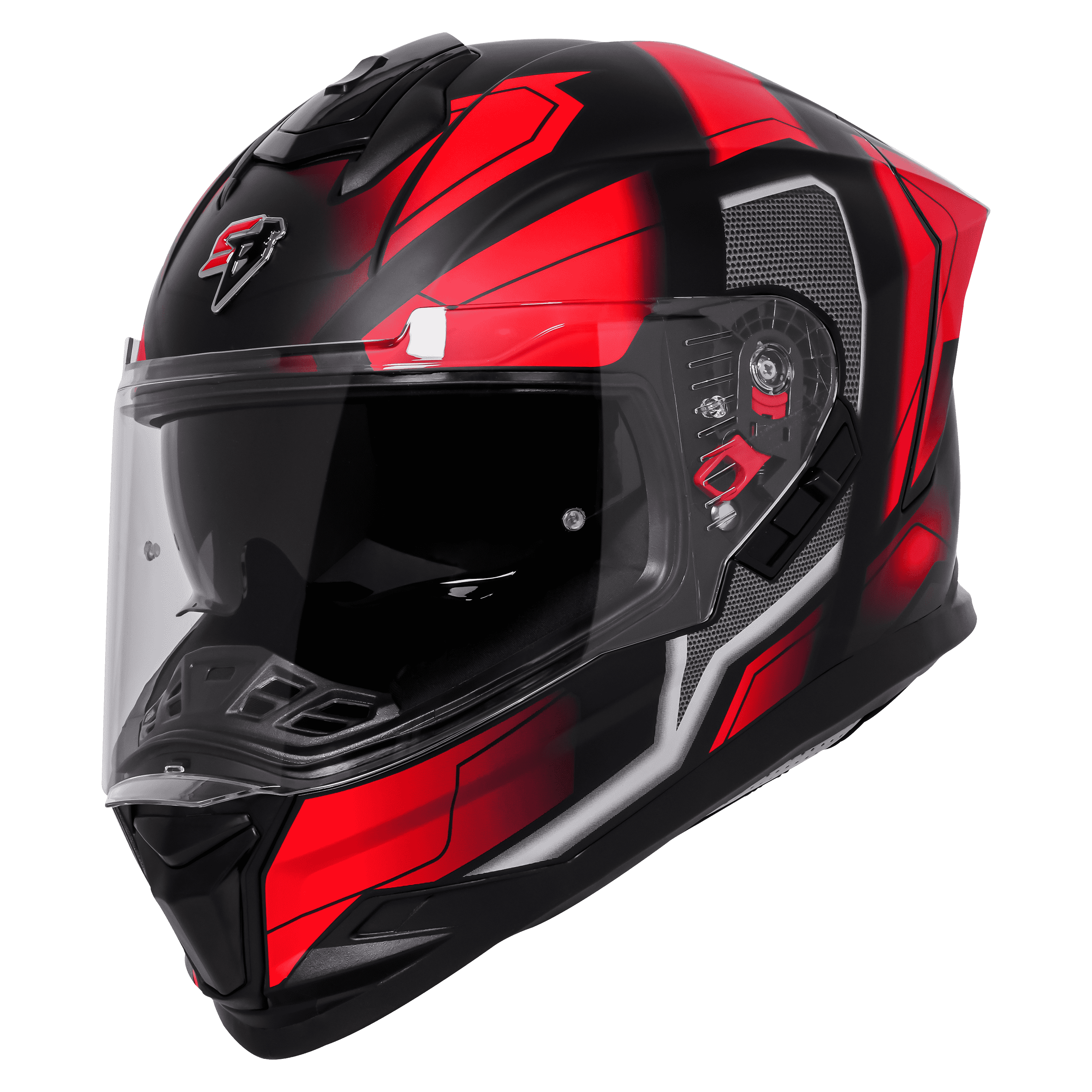 STEELBIRD SBH-57 ISS FIGHTER F3 MATT BLACK/RED C/V 580MM WITH EXTRA SMOKE VISOR