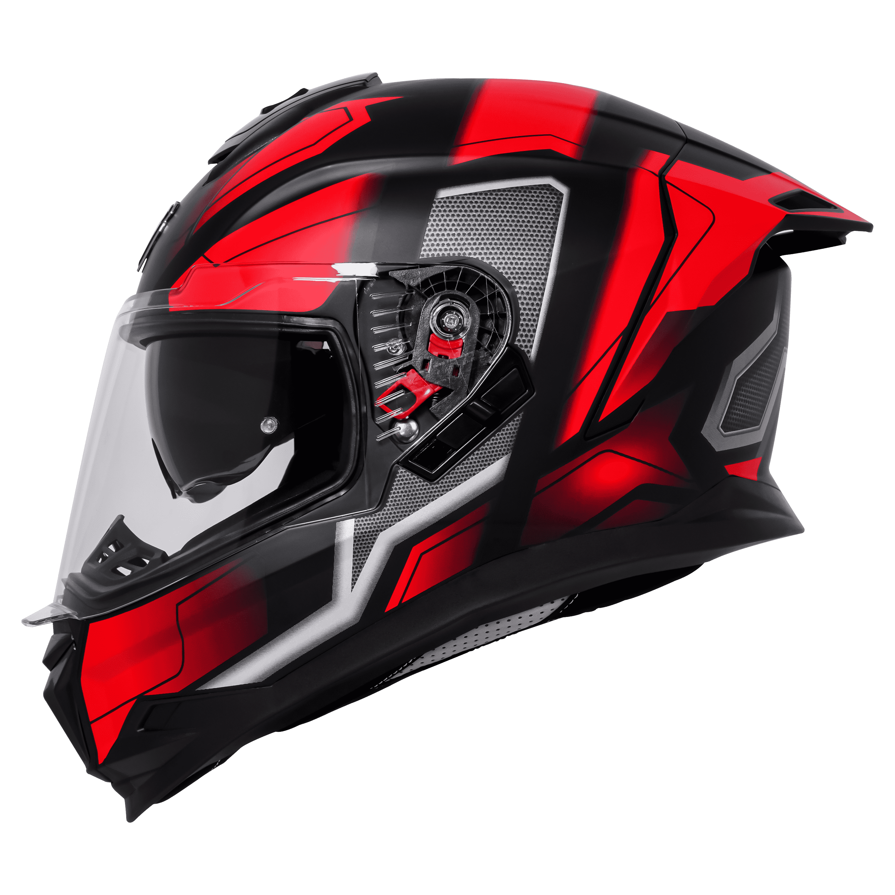 STEELBIRD SBH-57 ISS FIGHTER F3 MATT BLACK/RED C/V 620MM WITH EXTRA SMOKE VISOR