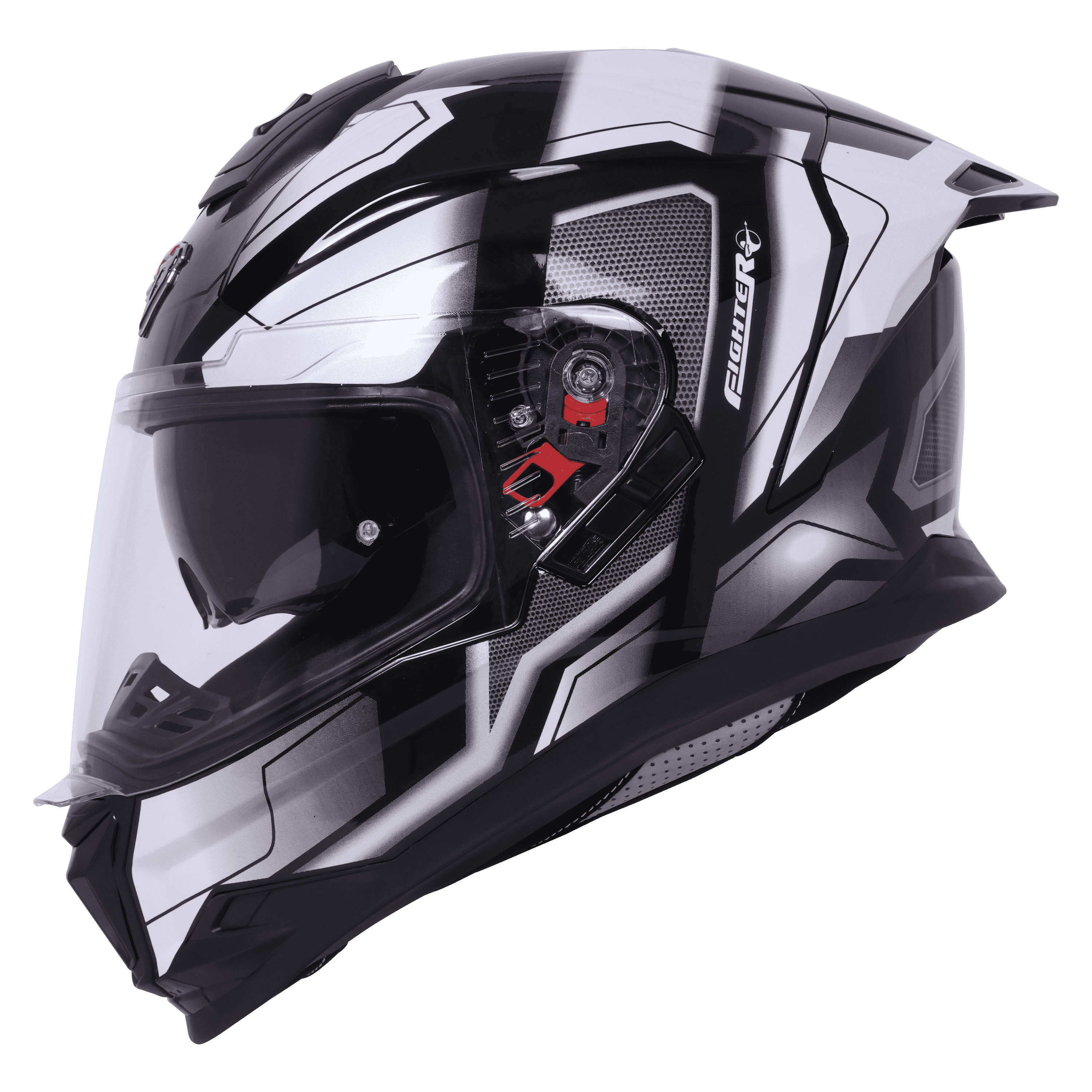 STEELBIRD SBH-57 ISS FIGHTER F3 MATT BLACK/WHITE C/V 580MM WITH EXTRA SMOKE VISOR