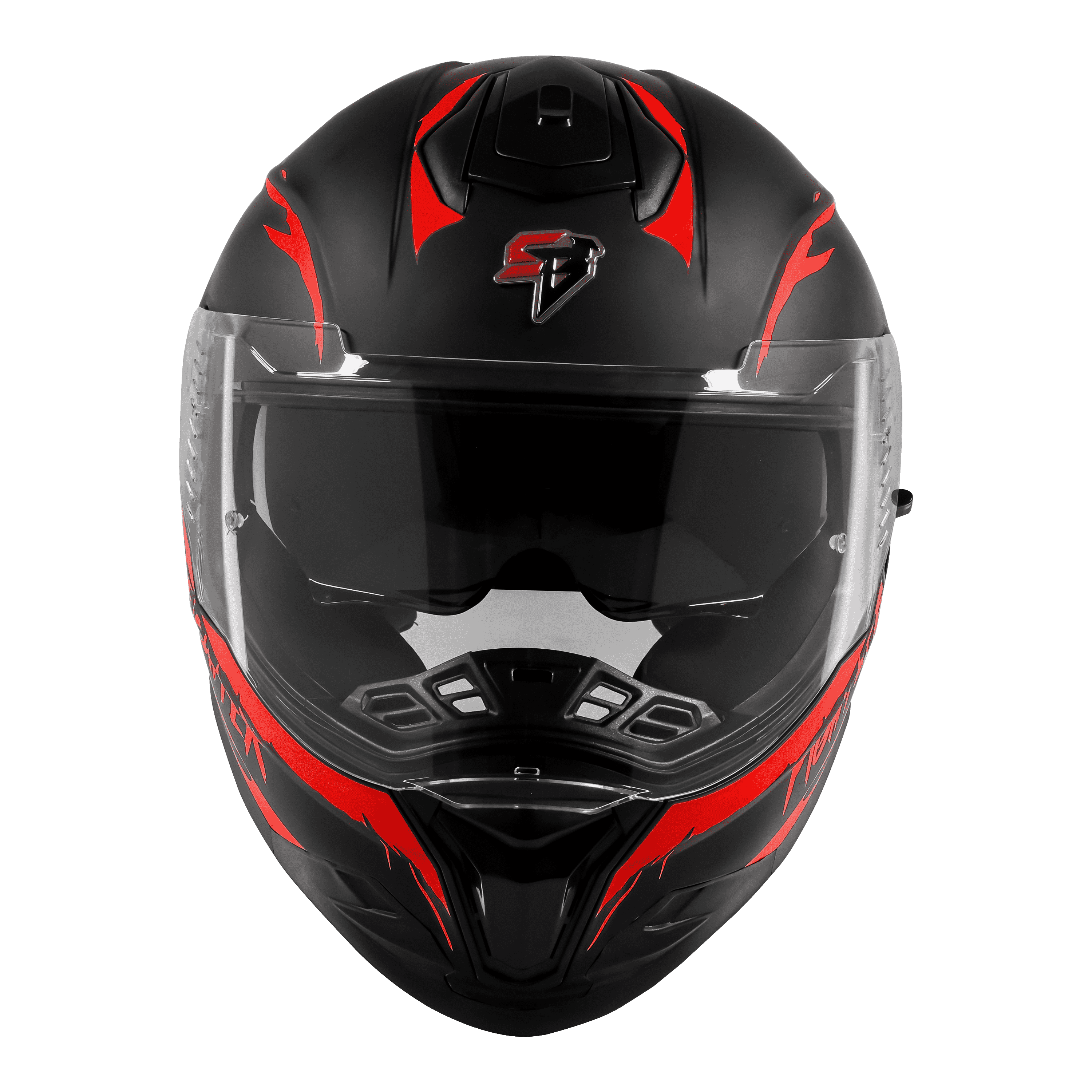 STEELBIRD SBH-57 ISS FIGHTER F2 GLOSSY BLACK/RED C/V 620MM WITH EXTRA SMOKE VISOR+RED SPOILER