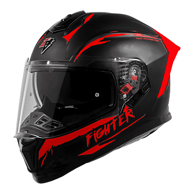 STEELBIRD SBH-57 ISS FIGHTER F2 GLOSSY BLACK/RED C/V 580MM WITH EXTRA SMOKE VISOR+RED SPOILER