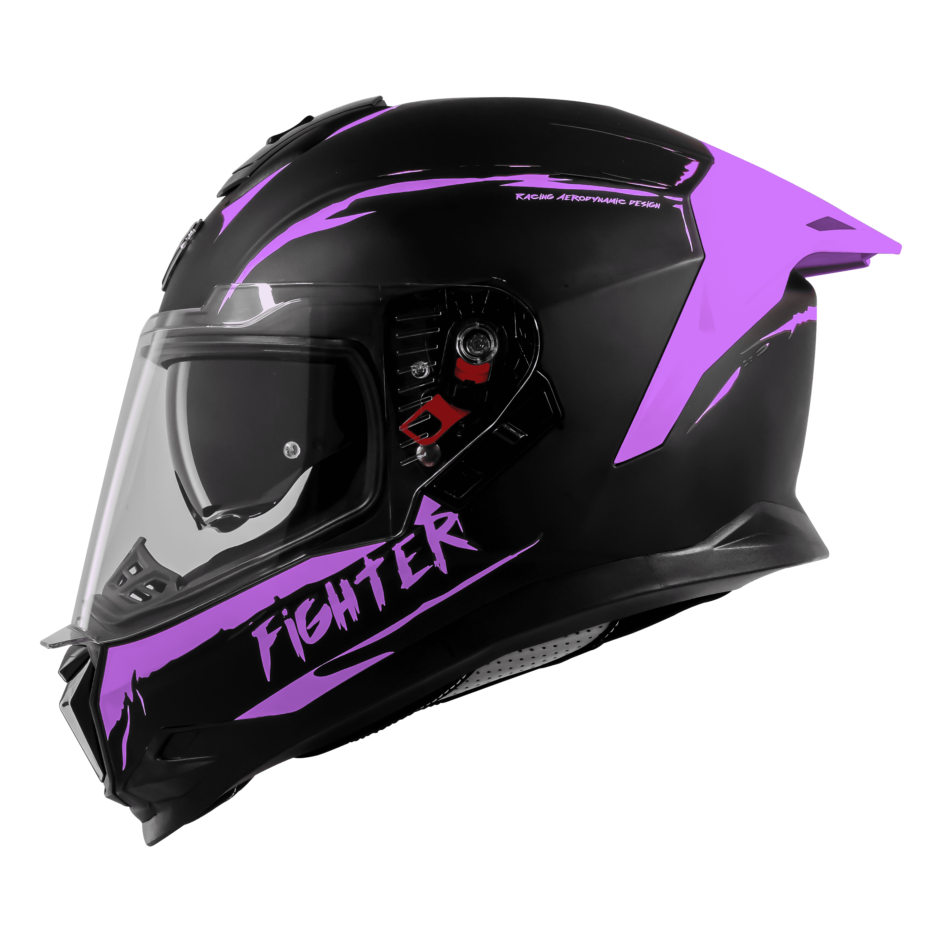STEELBIRD SBH-57 ISS FIGHTER F2 GLOSSY BLACK/PURPLE C/V 600MM WITH EXTRA SMOKE VISOR+PURPLE SPOILER