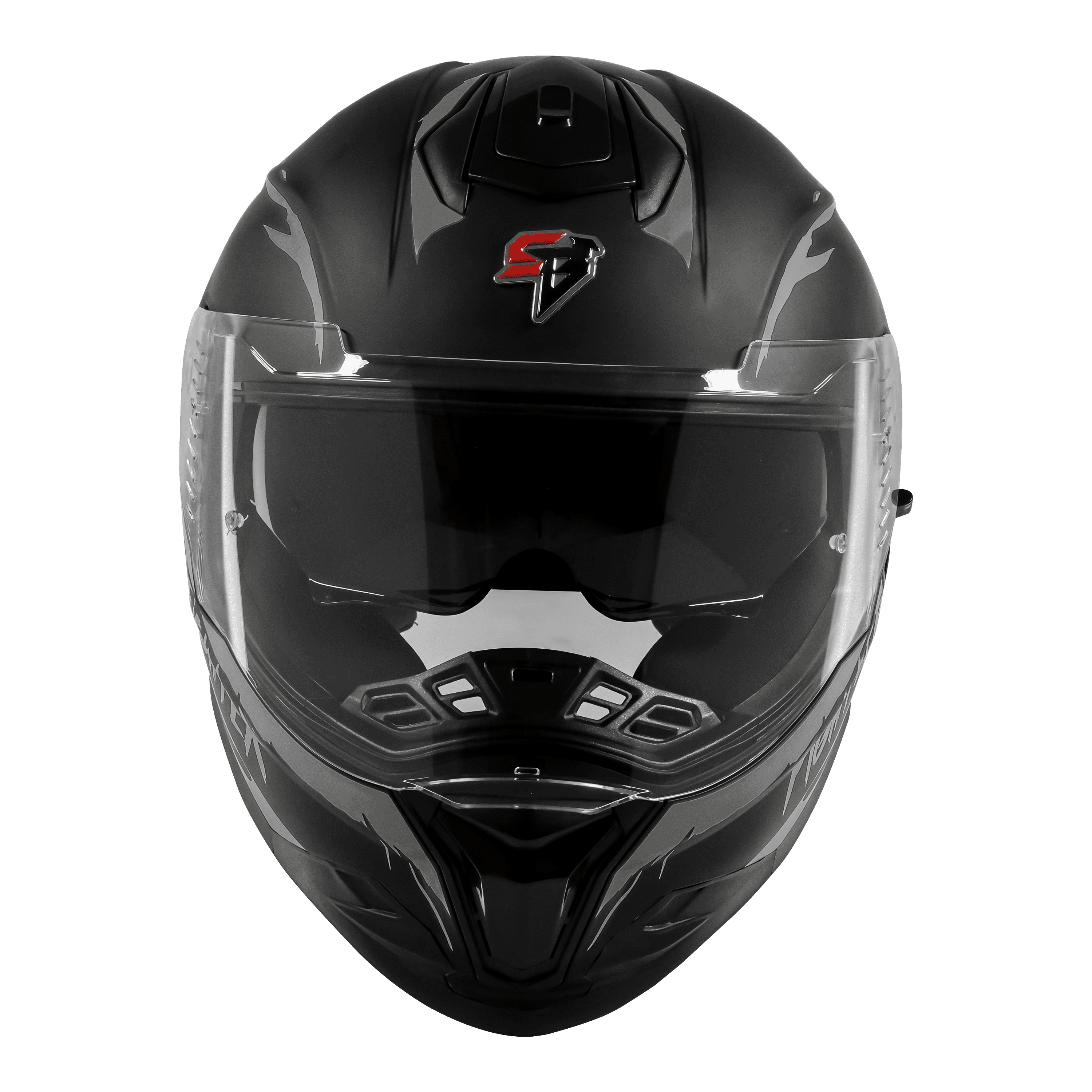 STEELBIRD SBH-57 ISS FIGHTER F2 GLOSSY BLACK/SILVER C/V 620MM WITH EXTRA SMOKE VISOR+SILVER SPOILER