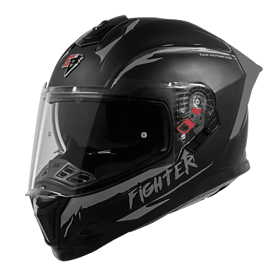 STEELBIRD SBH-57 ISS FIGHTER F2 GLOSSY BLACK/SILVER C/V 620MM WITH EXTRA SMOKE VISOR+SILVER SPOILER