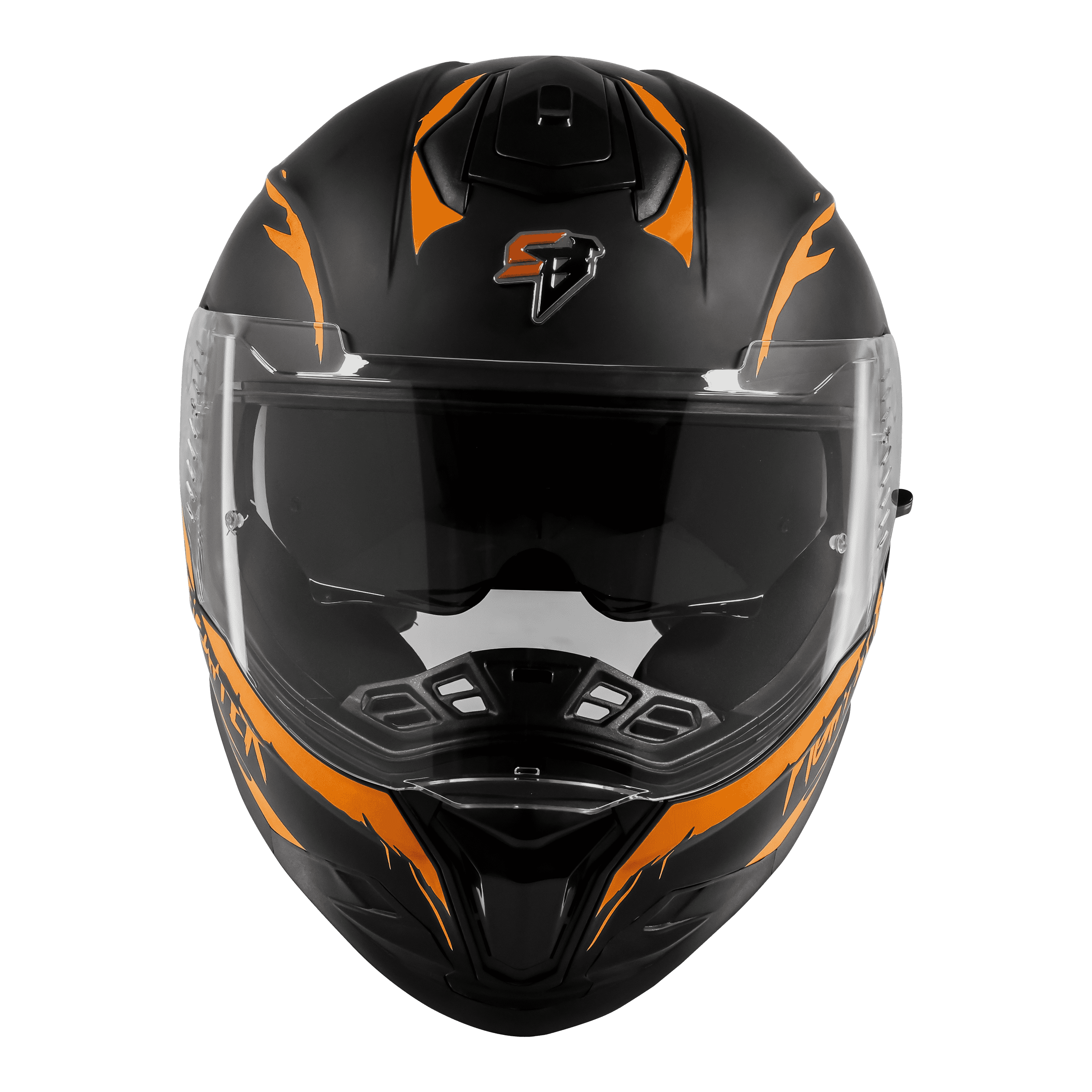 STEELBIRD SBH-57 ISS FIGHTER F2 GLOSSY BLACK/ORANGE C/V 600MM WITH EXTRA SMOKE VISOR+ORANGE SPOILER