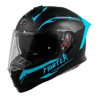 STEELBIRD SBH-57 ISS FIGHTER F2 GLOSSY BLACK/JAZZ BLUE C/V 620MM WITH EXTRA SMOKE VISOR+JAZZ BLUE SPOILER