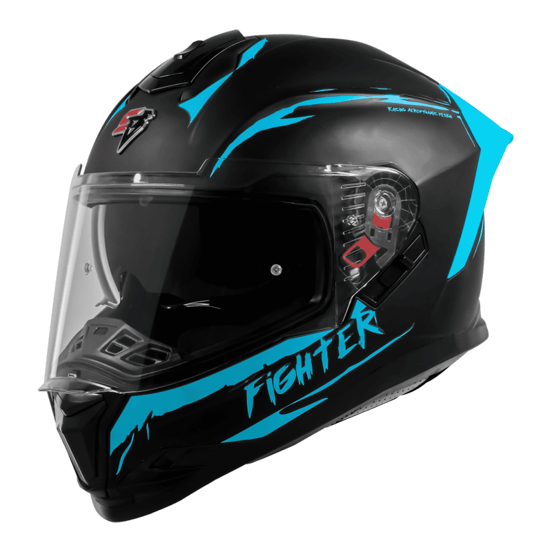 STEELBIRD SBH-57 ISS FIGHTER F2 GLOSSY BLACK/JAZZ BLUE C/V 620MM WITH EXTRA SMOKE VISOR+JAZZ BLUE SPOILER