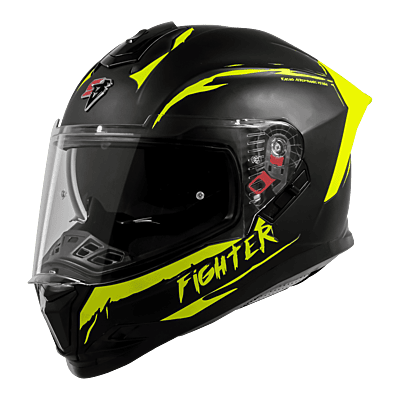 STEELBIRD SBH-57 ISS FIGHTER F2 MATT BLACK/NEON C/V 580MM WITH EXTRA SMOKE VISOR+NEON SPOILER