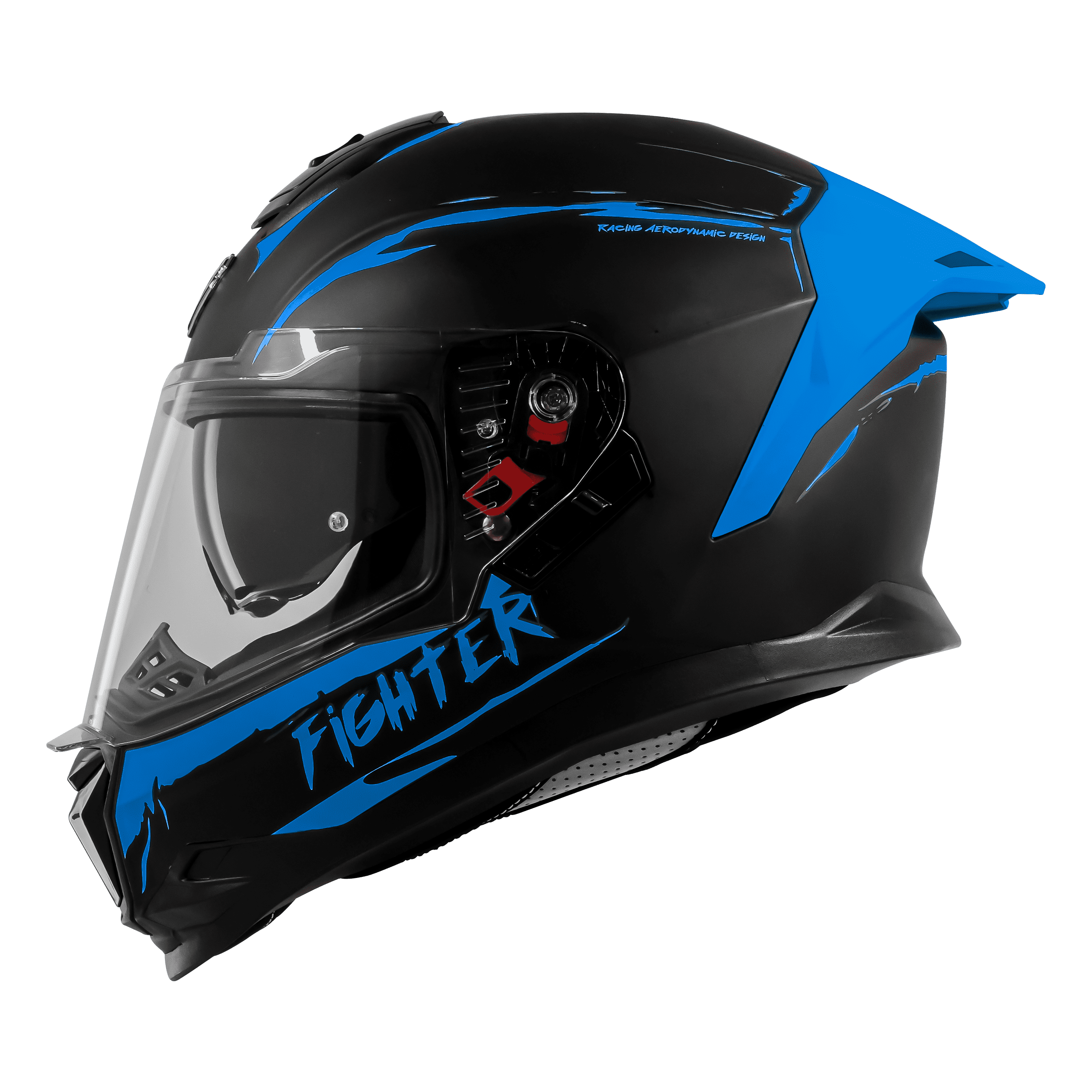 STEELBIRD SBH-57 ISS FIGHTER F2 MATT BLACK/BLUE C/V 620MM WITH EXTRA SMOKE VISOR+BLUE SPOILER