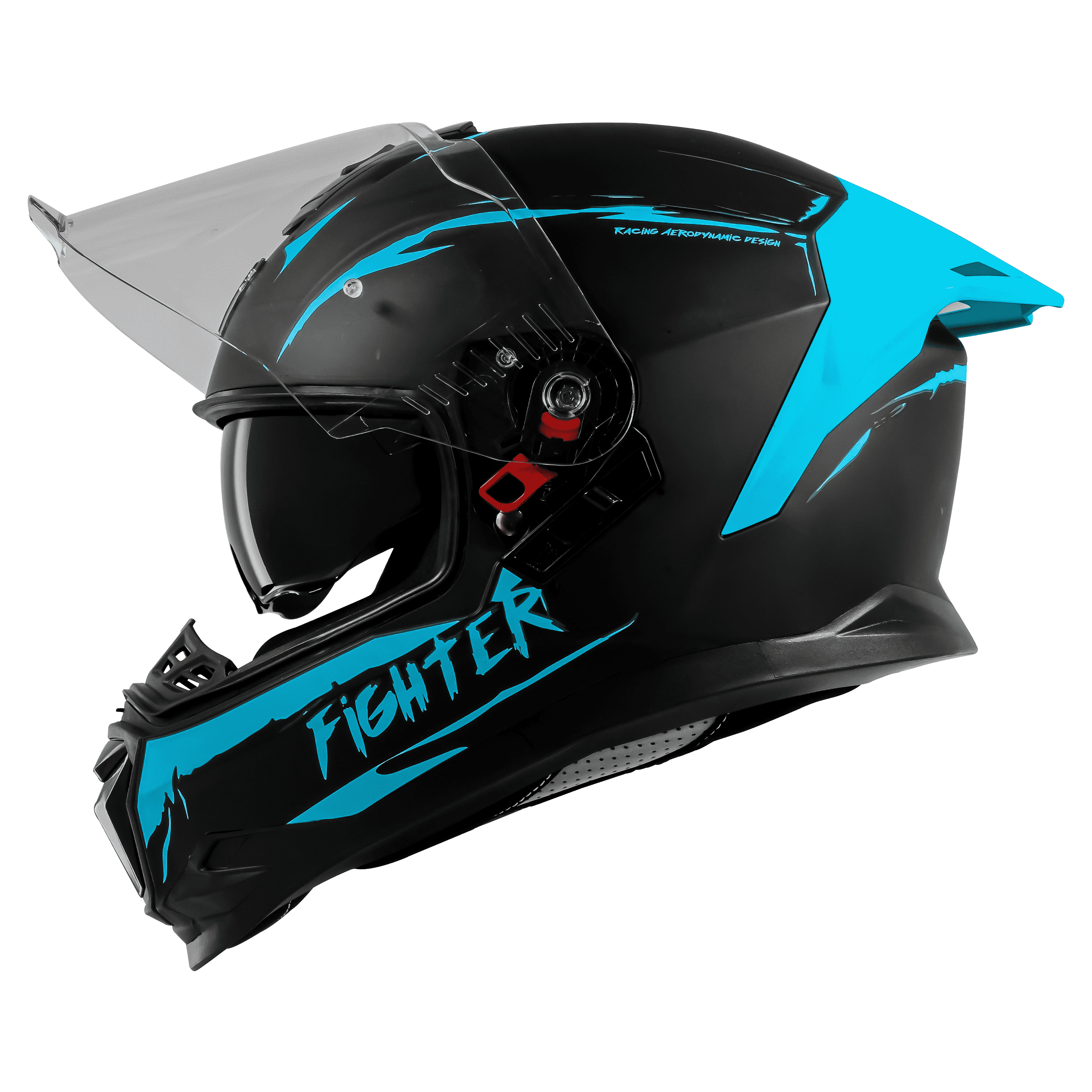 STEELBIRD SBH-57 ISS FIGHTER F2 MATT BLACK/JAZZ BLUE C/V 600MM WITH EXTRA SMOKE VISOR+JAZZ BLUE SPOILER