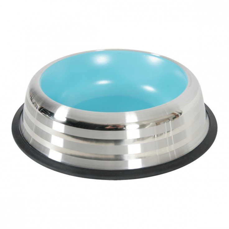 MERENDA STAINLESS NON-SLIP DOG BOWL - BLUE 1L MERENDA STAINLESS NON-SLIP DOG BOWL - BLUE 1L