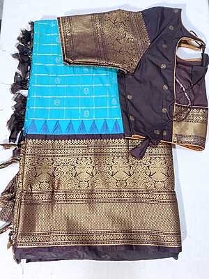 J368: Ready To Ship Beautiful Semi Gadwal Saree With Stitched Blouse