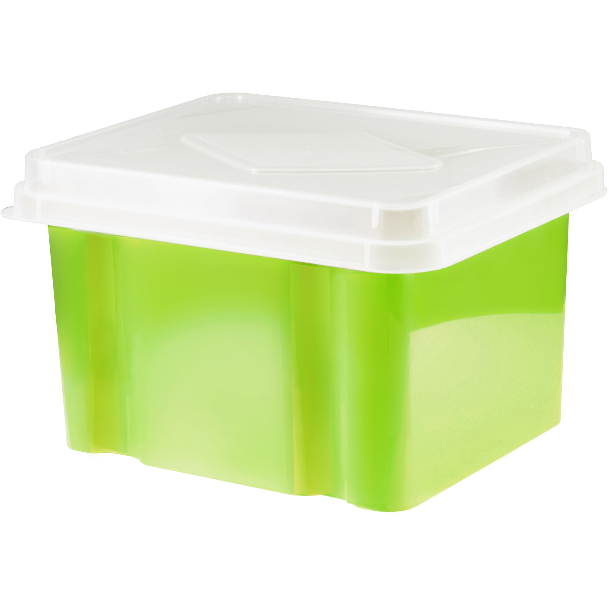 Italplast 32 Litre Plastic Suspension File & Storage Box  Lime Base Clear Lid