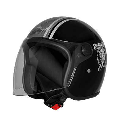 STEELBIRD SBH-56 VINTAGE RACERS GLOSSY BLACK/GREY C/V 600 MM (LONG VISOR)