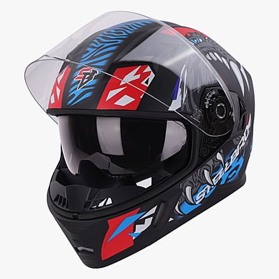 STEELBIRD SBA-21 RAPTOR PANTHA MATT BLACK/RED GREY C/V 600 MM (L) (LONG CHEEKPAD)