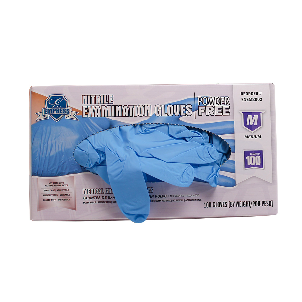 Empress Exam Grade Nitrile Glove Blue Powder Free Medium 10 / 100 cs
