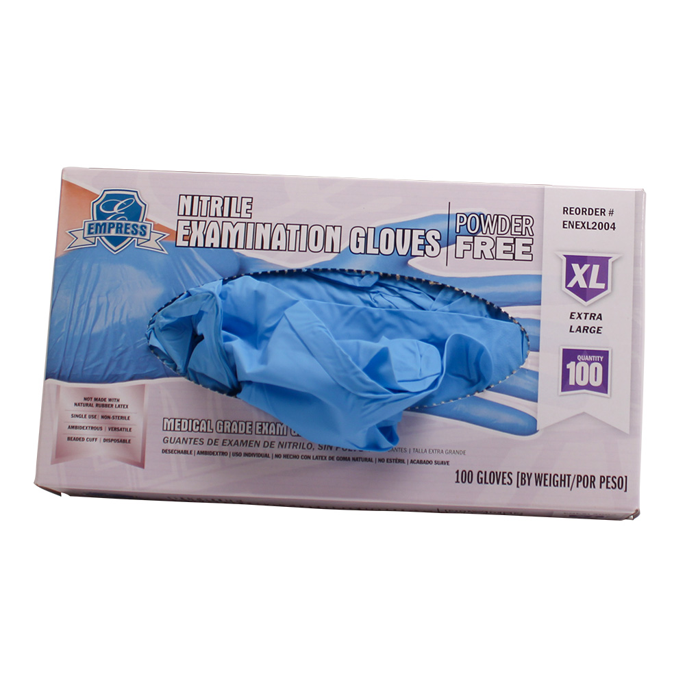 Empress Exam Grade Nitrile Glove Blue Powder Free Extra Large 10 / 100 cs