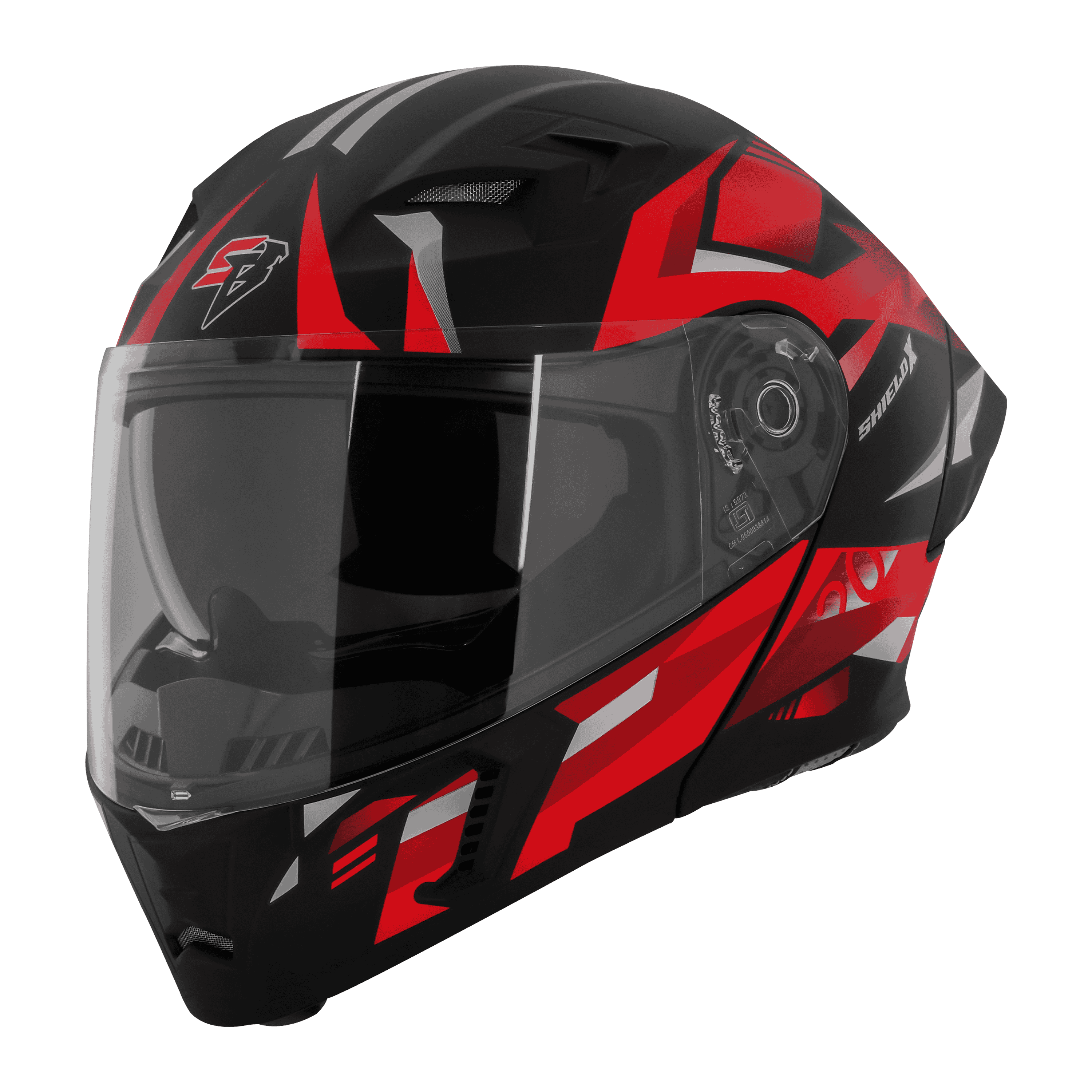 STEELBIRD SBA-20 ISS SHIELD X GLOSSY BLACK/RED C/V 580 MM WITH EXTRA SMOKE VISOR