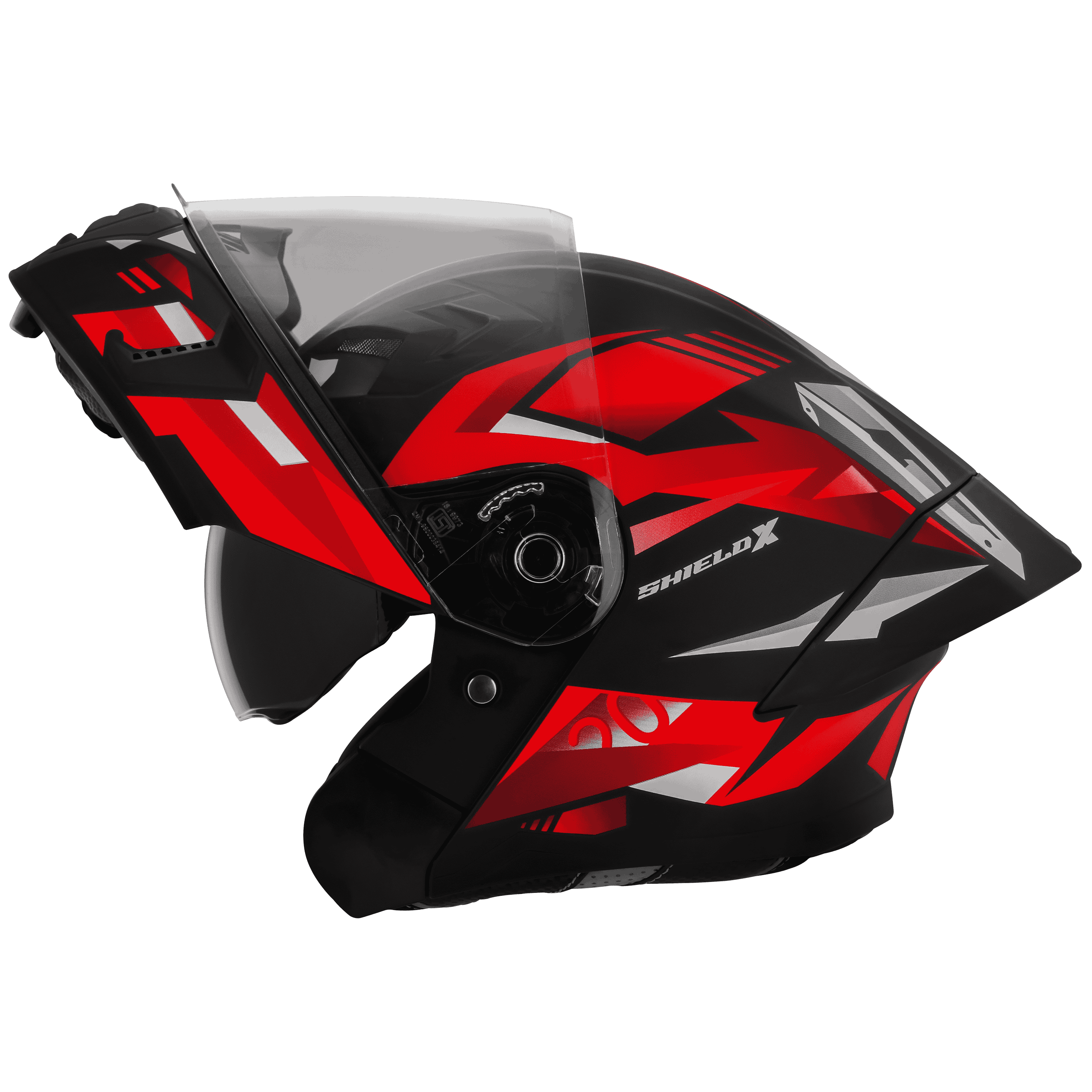 STEELBIRD SBA-20 ISS SHIELD X GLOSSY BLACK/RED C/V 580 MM WITH EXTRA SMOKE VISOR