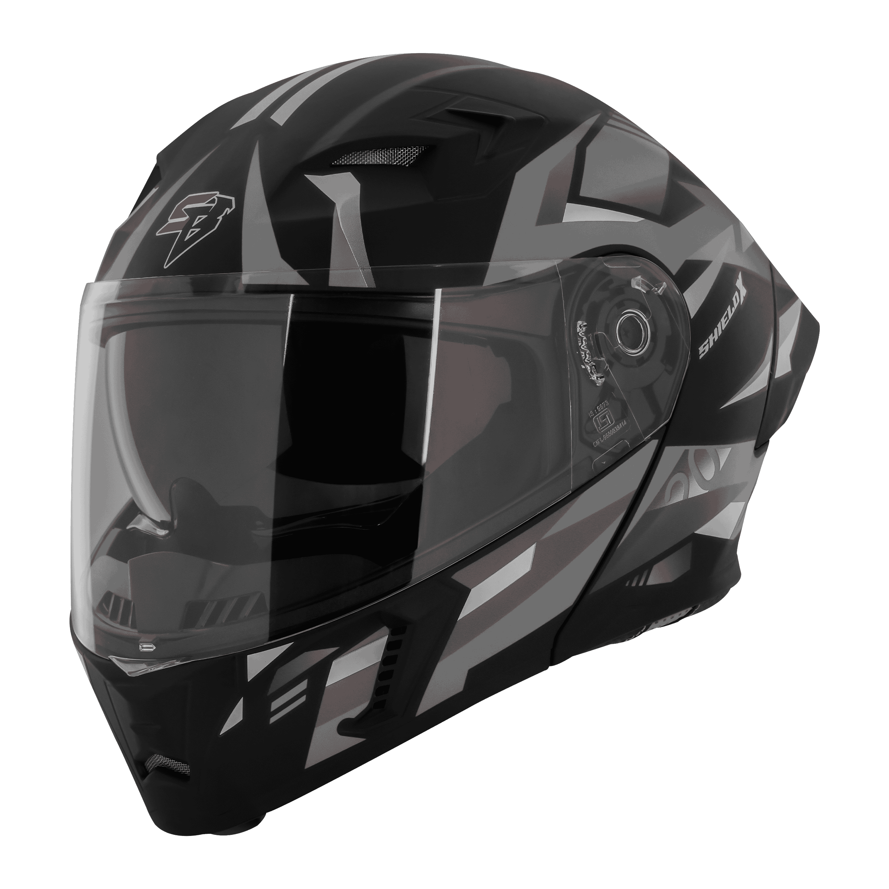 STEELBIRD SBA-20 ISS SHIELD X MATT BLACK/GREY C/V 580 MM WITH EXTRA SMOKE VISOR