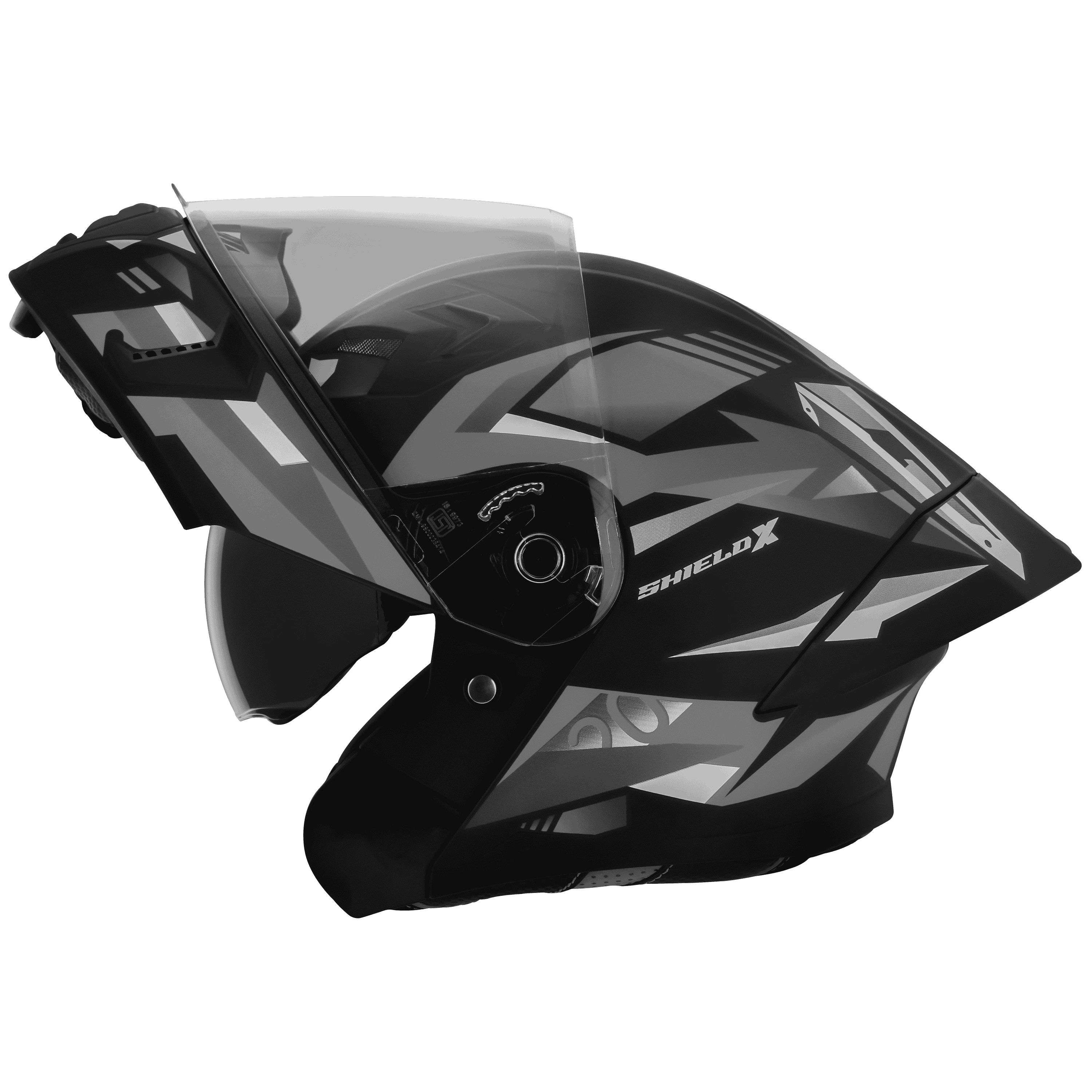 STEELBIRD SBA-20 ISS SHIELD X MATT BLACK/GREY C/V 580 MM WITH EXTRA SMOKE VISOR