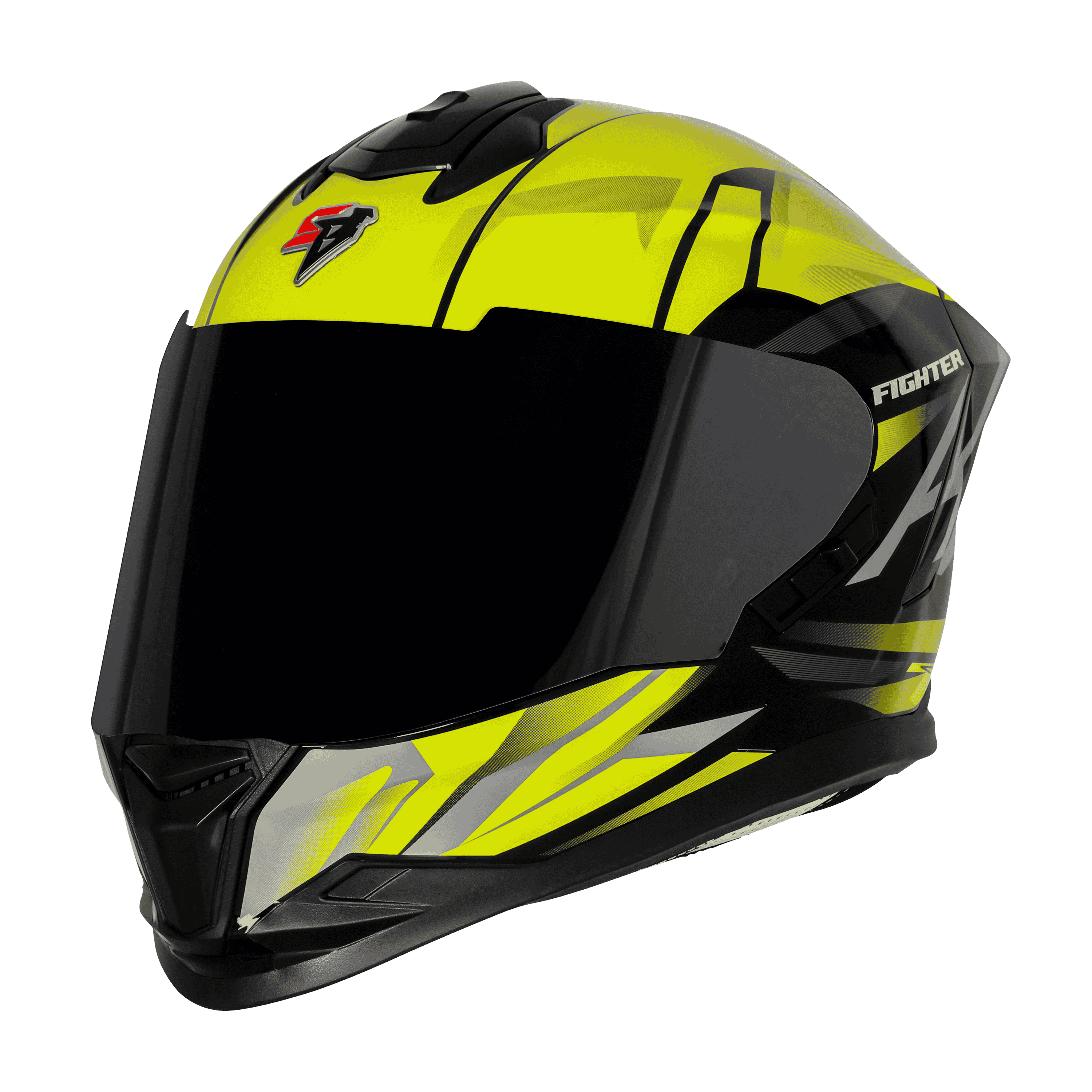 STEELBIRD SBH-57 ISS FIGHTER F4 GLOSSY BLACK/FL.YELLOW C/V 580MM WITH EXTRA SMOKE VISOR