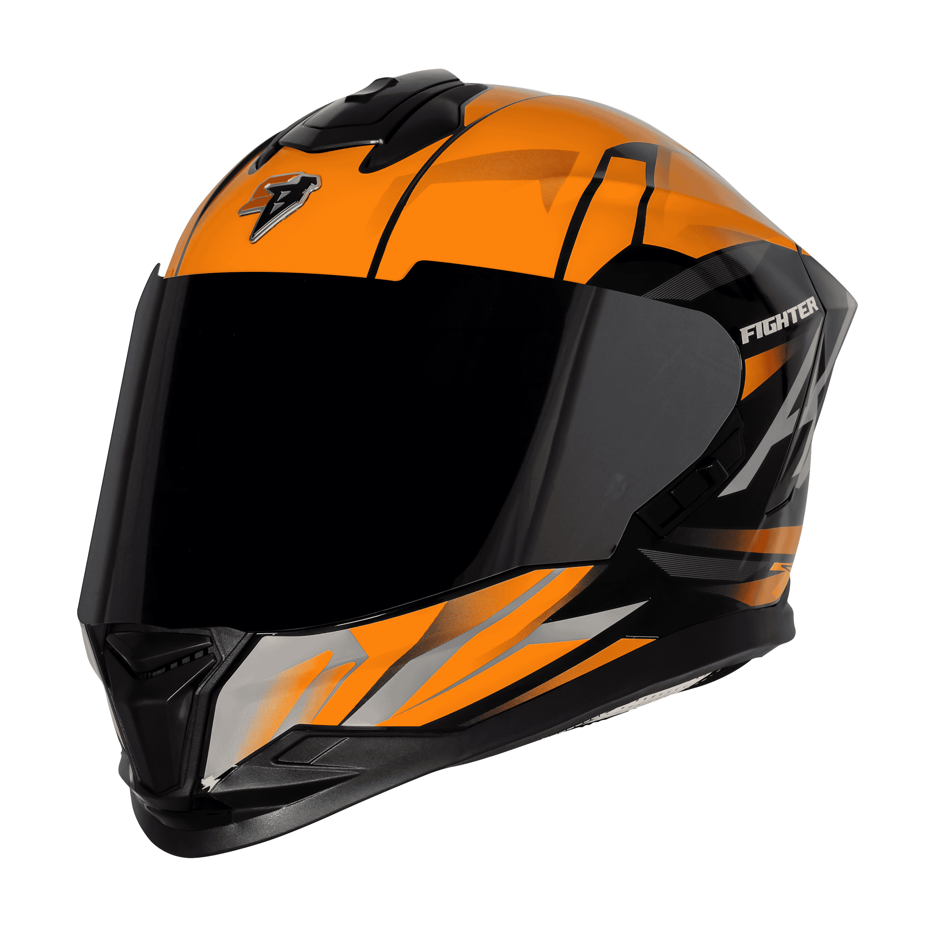 STEELBIRD SBH-57 ISS FIGHTER F4 GLOSSY BLACK/ORANGE C/V 580MM WITH EXTRA SMOKE VISOR