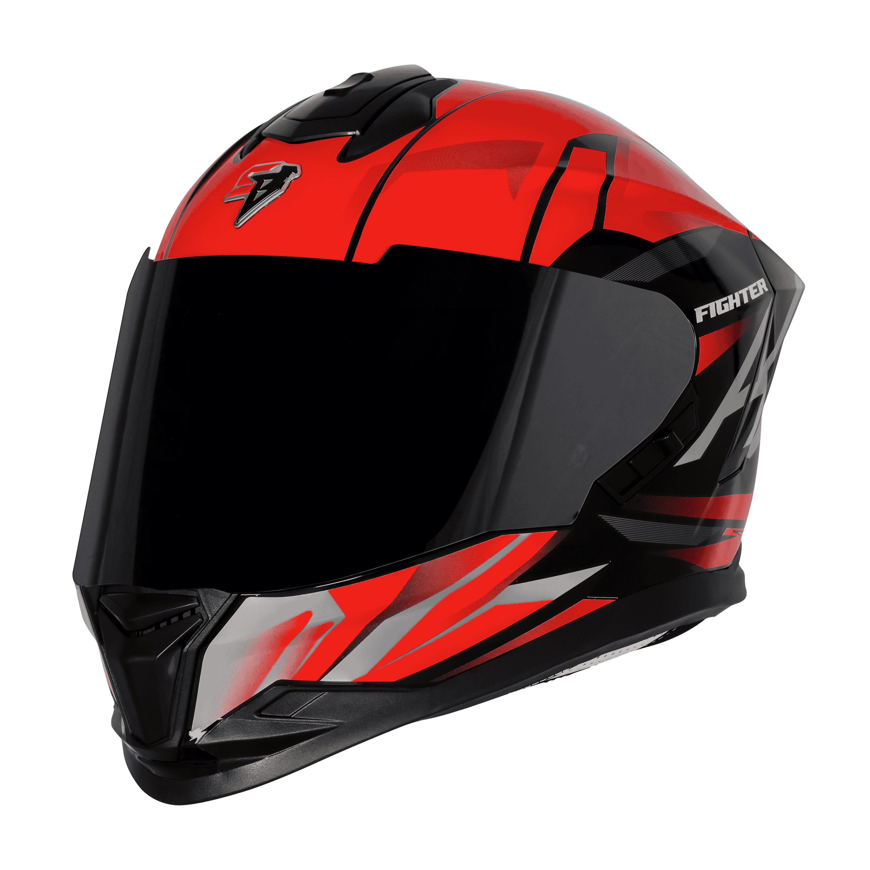 STEELBIRD SBH-57 ISS FIGHTER F4 GLOSSY BLACK/RED C/V 580MM WITH EXTRA SMOKE VISOR