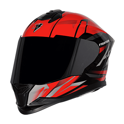 STEELBIRD SBH-57 ISS FIGHTER F4 GLOSSY BLACK/RED C/V 580MM WITH EXTRA SMOKE VISOR