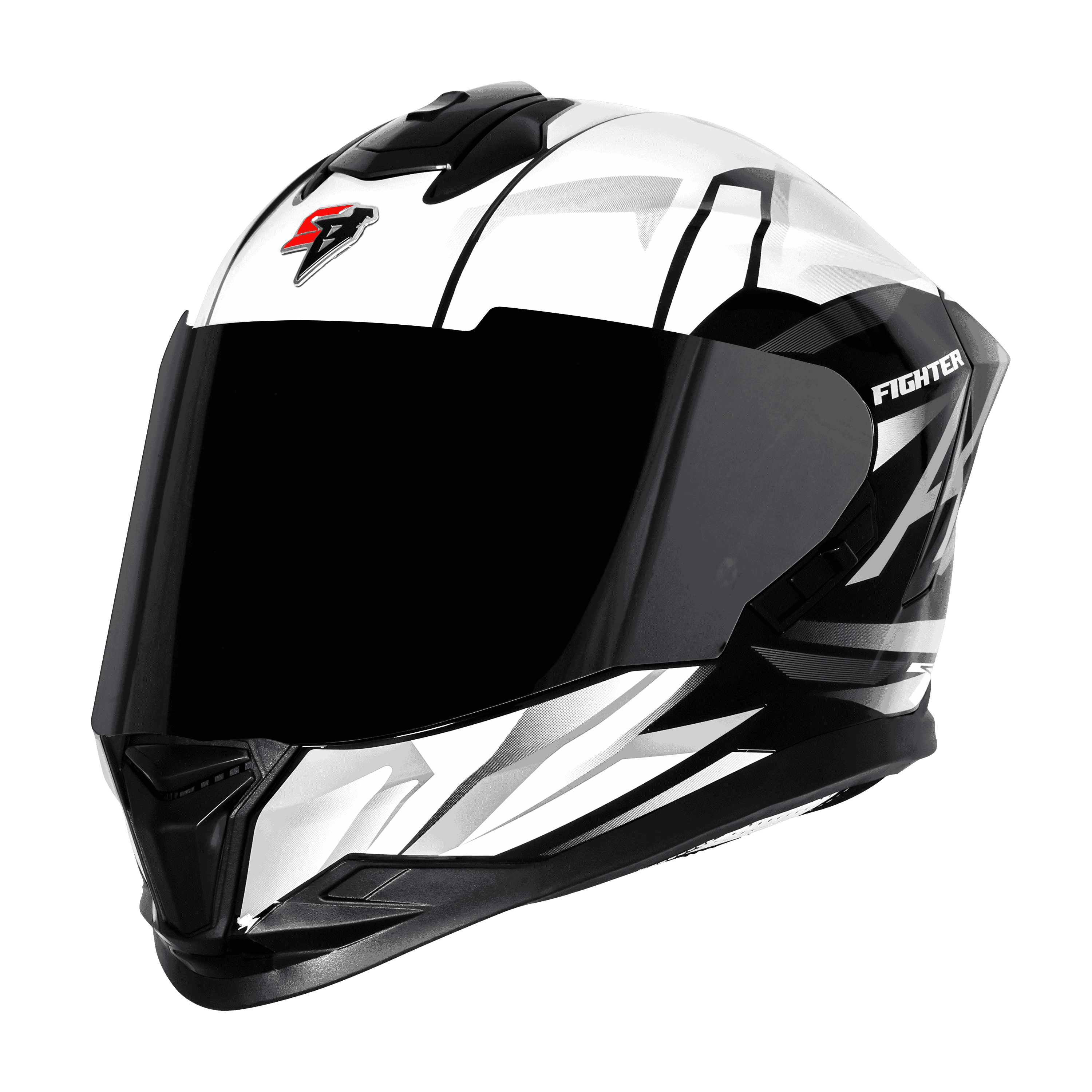 STEELBIRD SBH-57 ISS FIGHTER F4 MATT BLACK/WHITE C/V 580MM WITH EXTRA SMOKE VISOR