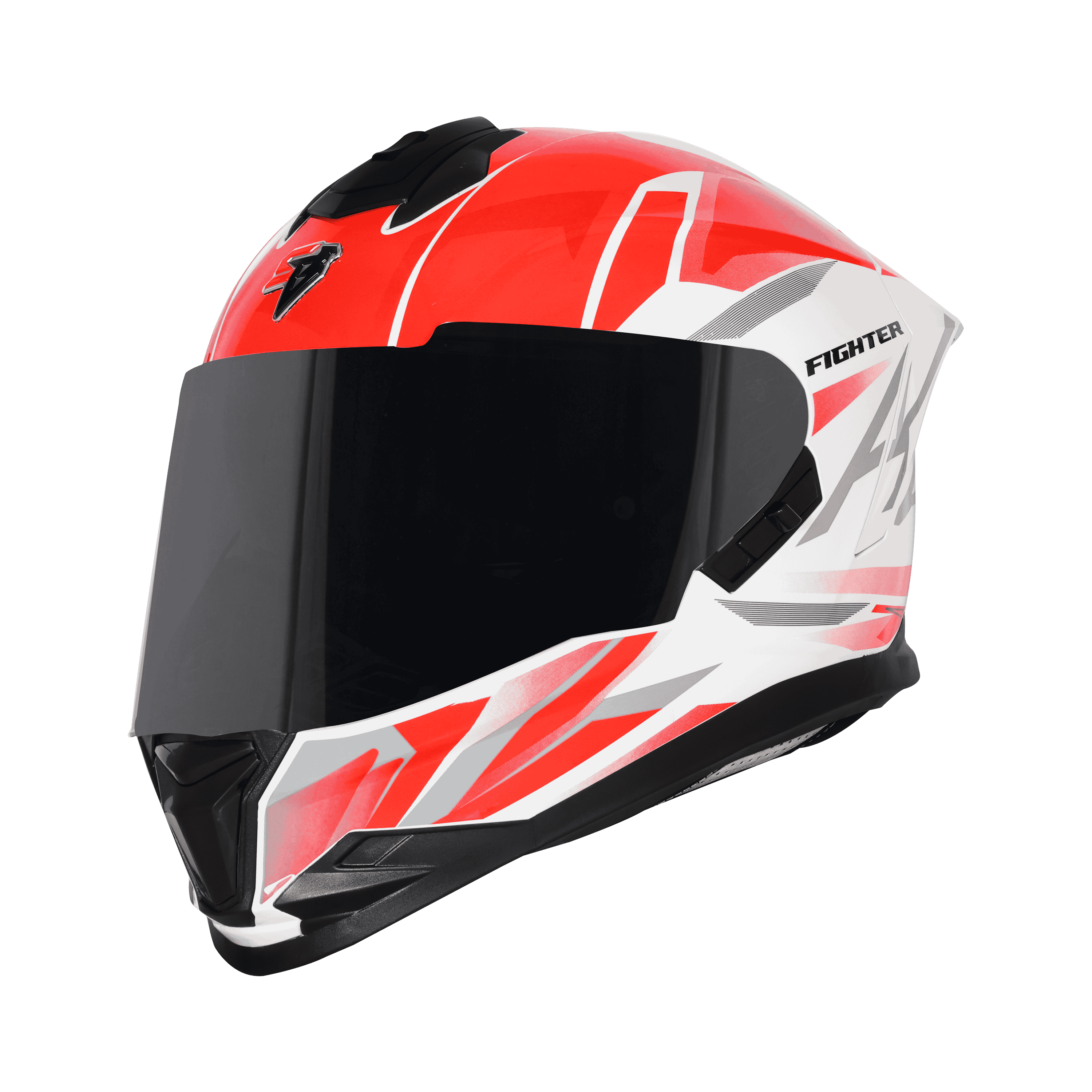 STEELBIRD SBH-57 ISS FIGHTER F4 GLOSSY WHITE/RED C/V 600MM WITH EXTRA SMOKE VISOR