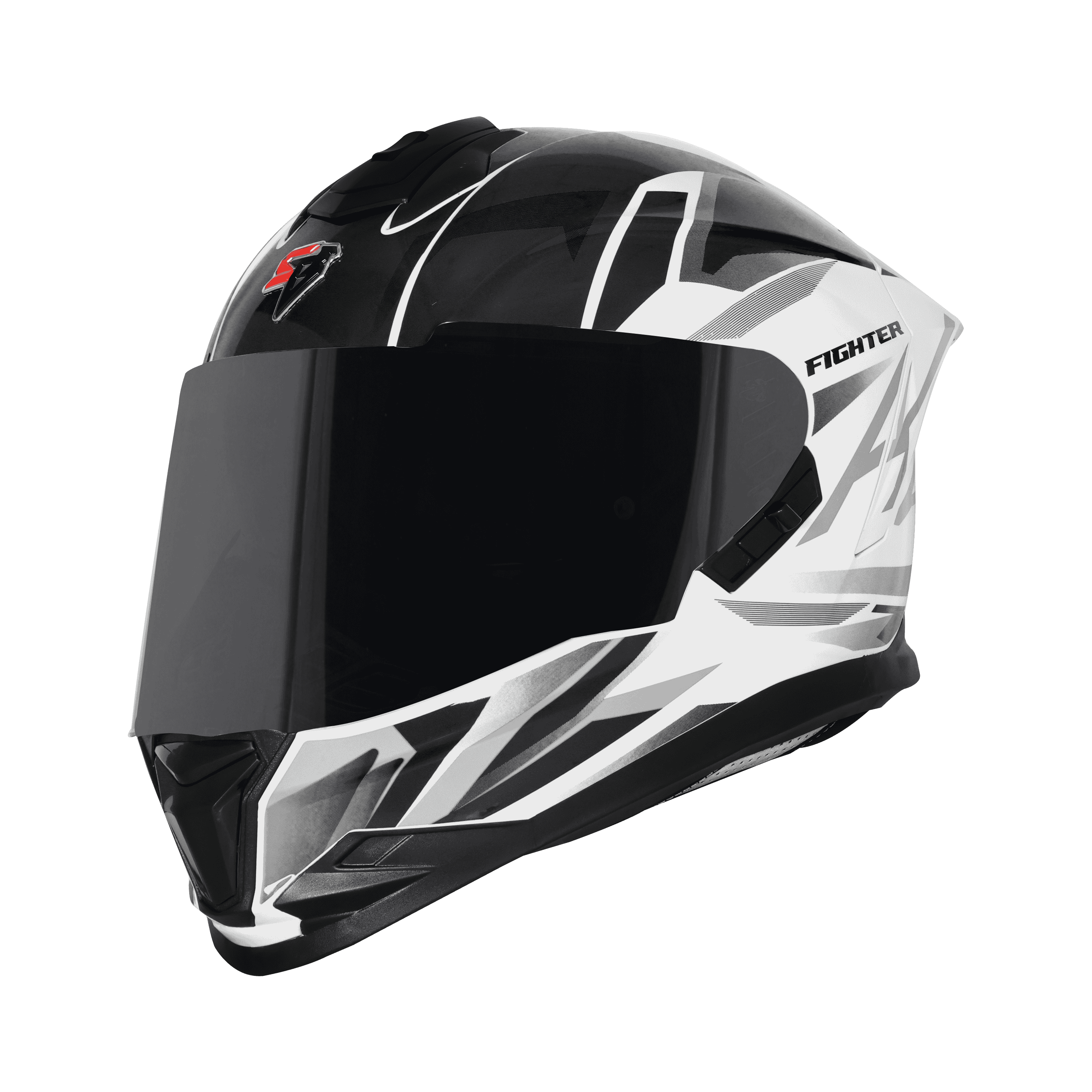 STEELBIRD SBH-57 ISS FIGHTER F4 GLOSSY WHITE/BLACK C/V 600MM WITH EXTRA SMOKE VISOR