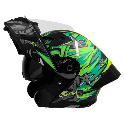 STEELBIRD SBA-20 ISS WARRIOR MATT BLACK/GREY C/V 600 MM WITH EXTRA SMOKE VISOR, BLACK SPOILER