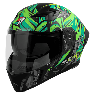 STEELBIRD SBA-20 ISS WARRIOR MATT BLACK/GREY C/V 600 MM WITH EXTRA SMOKE VISOR, BLACK SPOILER
