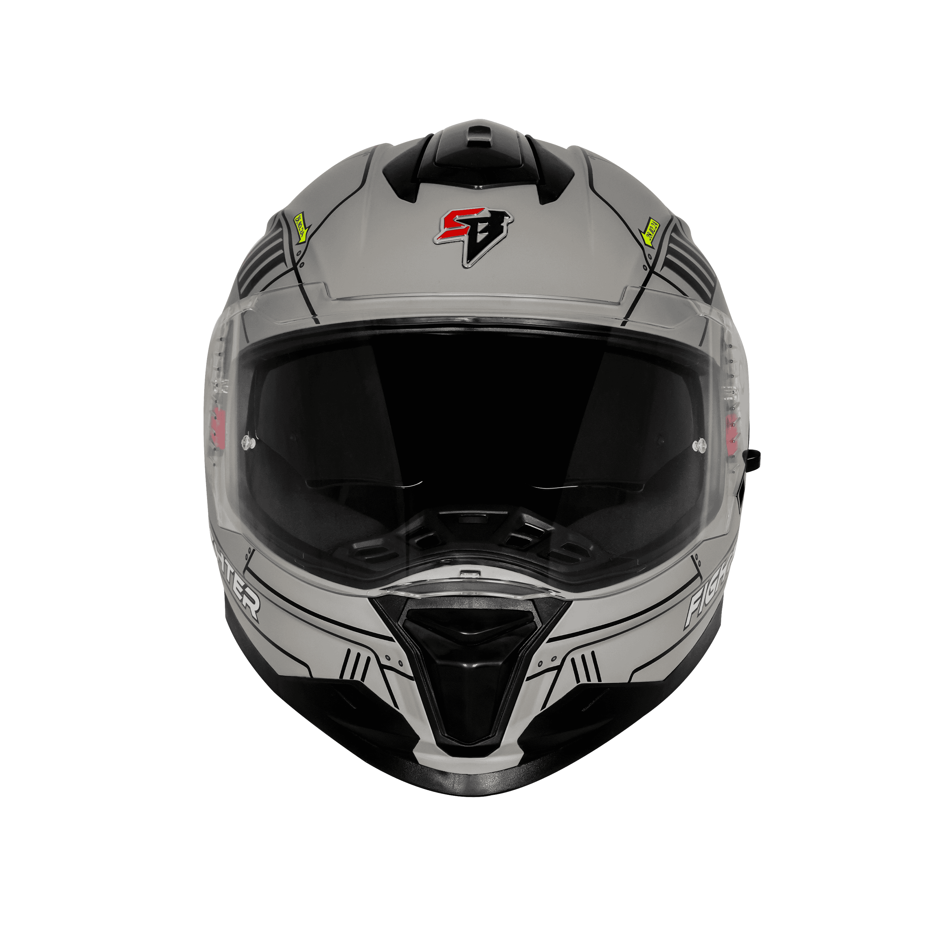 STEELBIRD SBH-57 ISS FIGHTER F6 GLOSSY GREY/BLACK C/V 600MM WITH EXTRA SMOKE VISOR