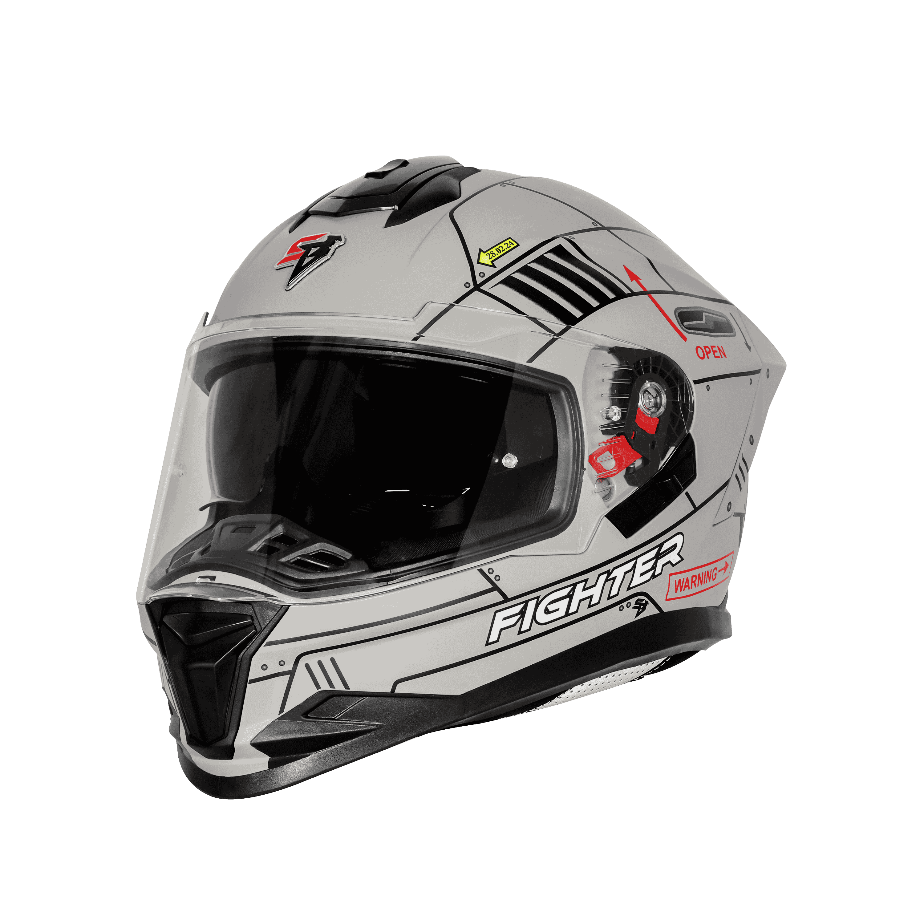 STEELBIRD SBH-57 ISS FIGHTER F6 GLOSSY GREY/BLACK C/V 600MM WITH EXTRA SMOKE VISOR