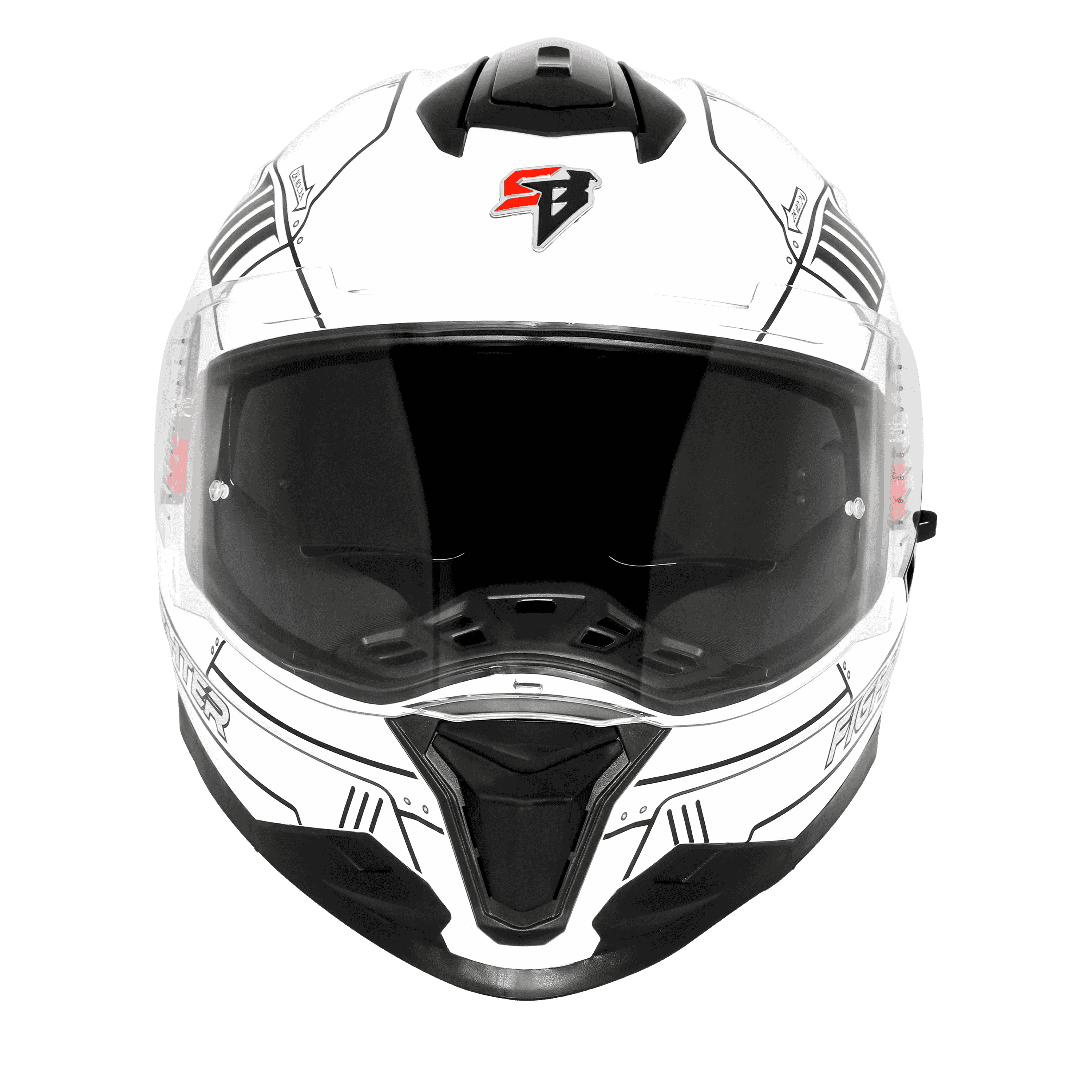 STEELBIRD SBH-57 ISS FIGHTER F6 GLOSSY WHITE/BLACK C/V 600MM WITH EXTRA SMOKE VISOR