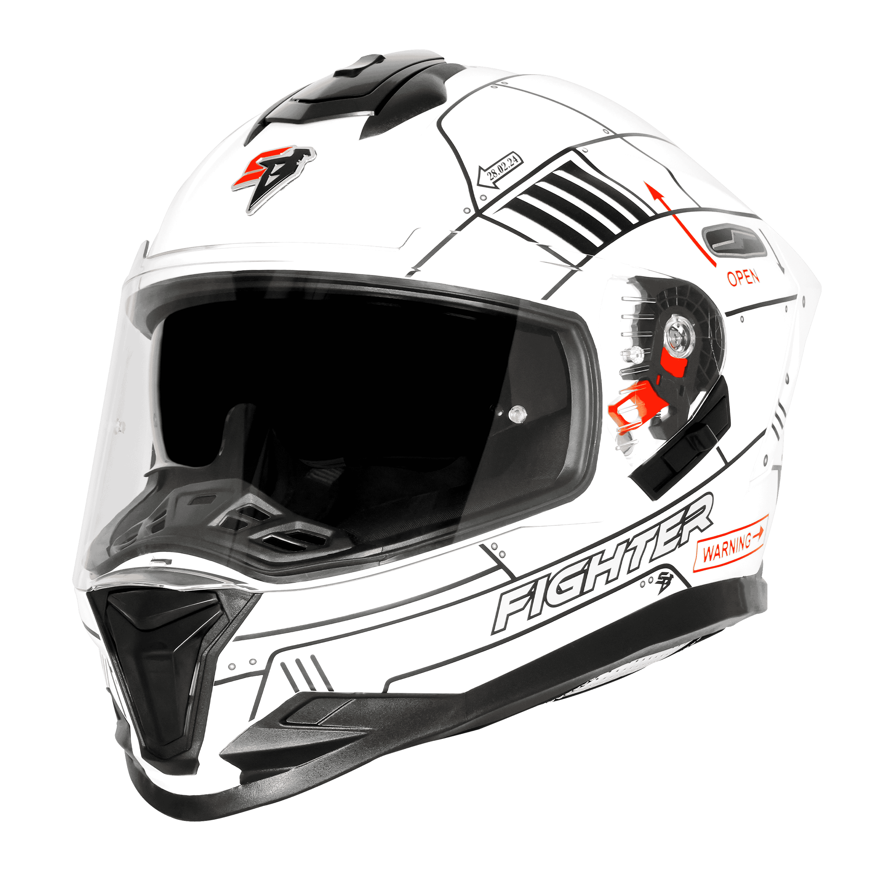 STEELBIRD SBH-57 ISS FIGHTER F6 GLOSSY WHITE/BLACK C/V 600MM WITH EXTRA SMOKE VISOR