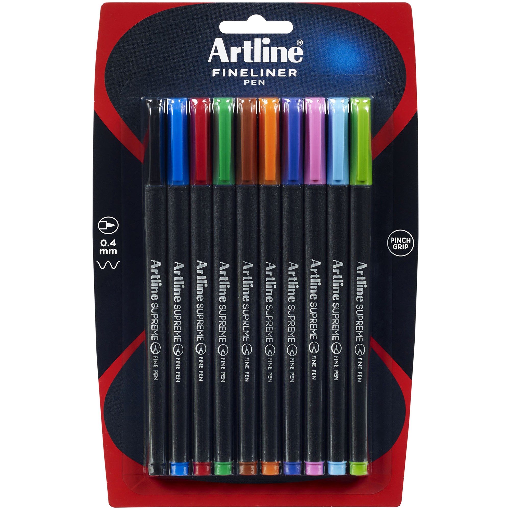 Artline Supreme Fineliner Pen 0.4mm Assorted Colours Pack  Of 10
