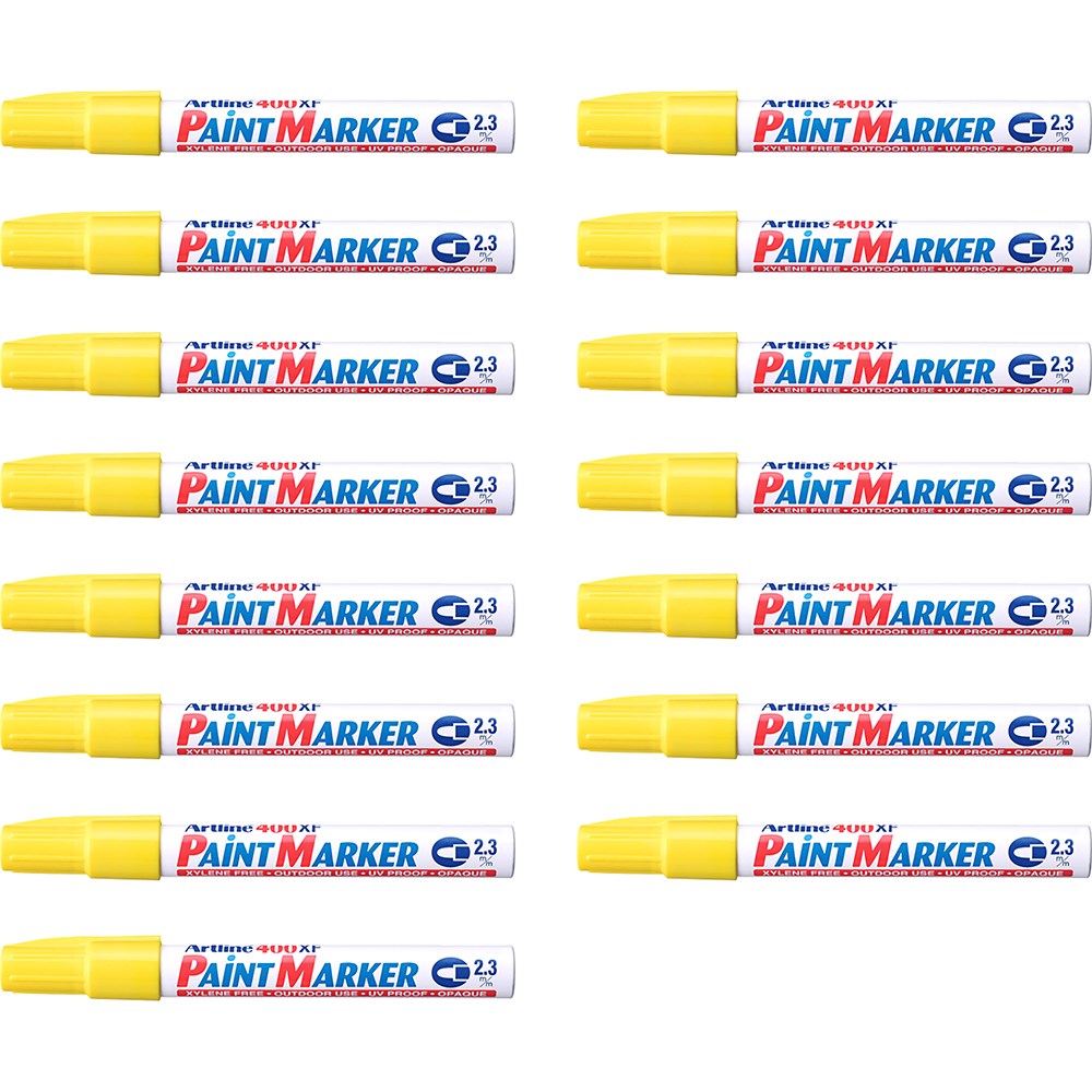 Artline 400XF Paint Marker Medium Bullet 2.3mm Yellow Pack Of 15