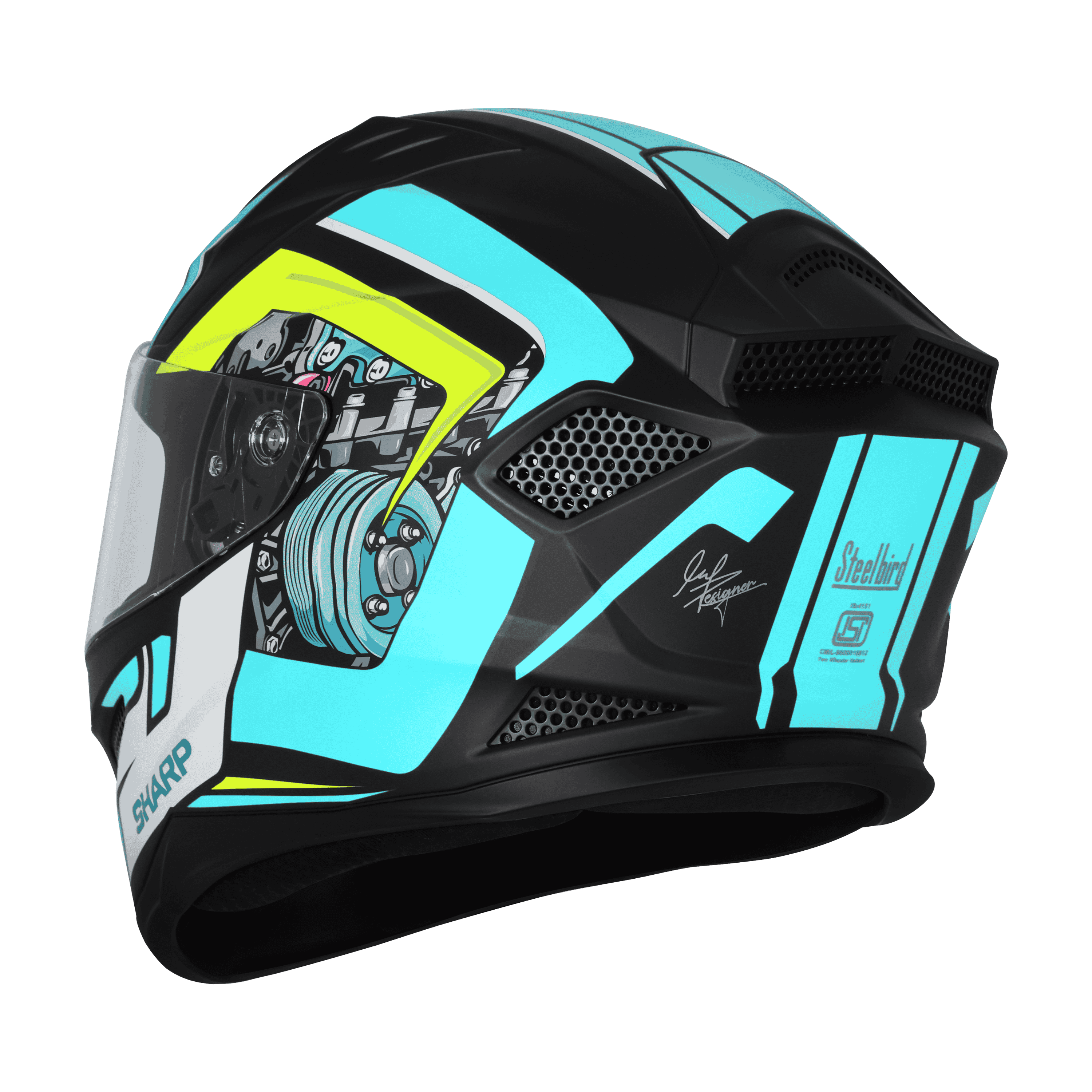 STEELBIRD SBH-25 ISS SHARP SPIKY MATT BLACK/JAZZ BLUE C/V 600 MM
