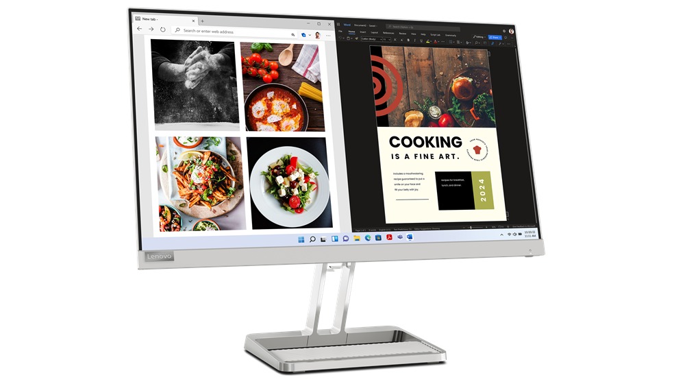 Lenovo L24i-40 23.8" FHD Monitor, Cloud Grey Color, Connectivity : 1 VGA, 1 HDMI 1.4 - 67A8KAC3AE